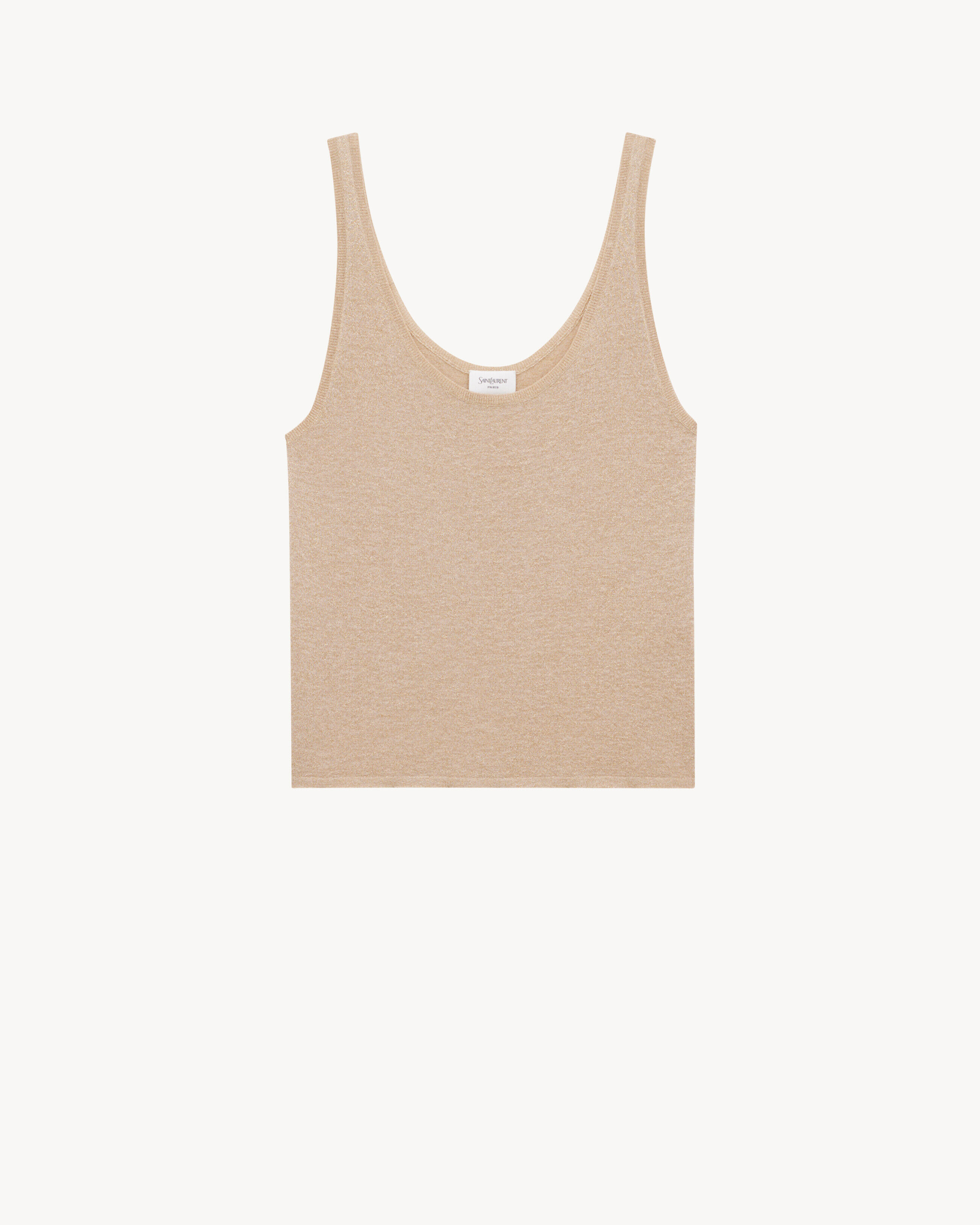 Saint Laurent Tank Top In Lurex Knit - Beige - Women - XL