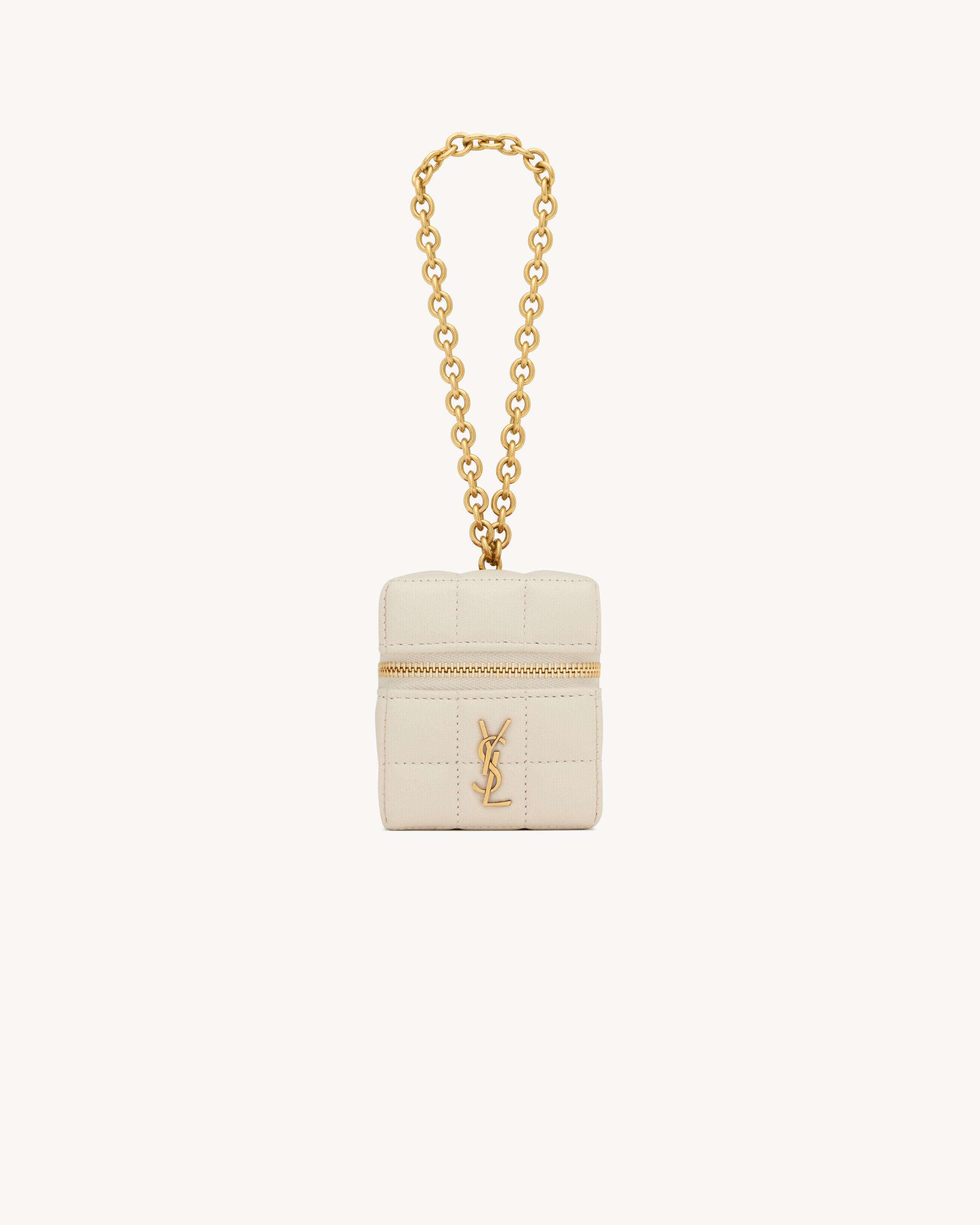 Saint Laurent Cassandre Matelassé Carré Mini Cube In Lambskin - White - Women