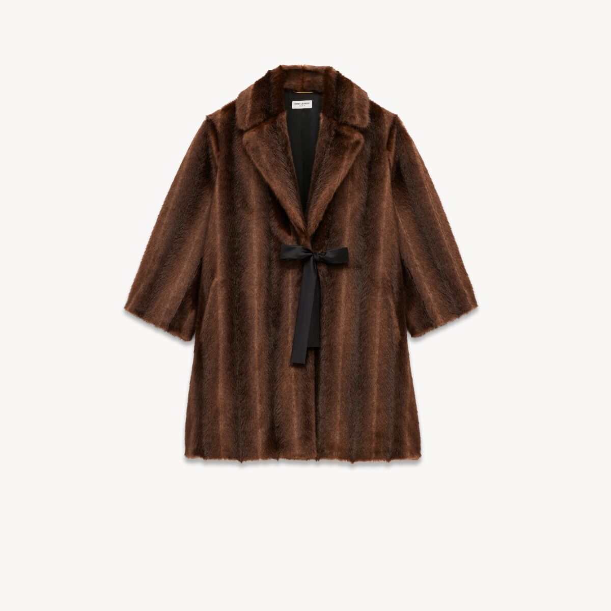 Saint Laurent Swing Coat In Animal-Free Fur - Amber - Women - 34