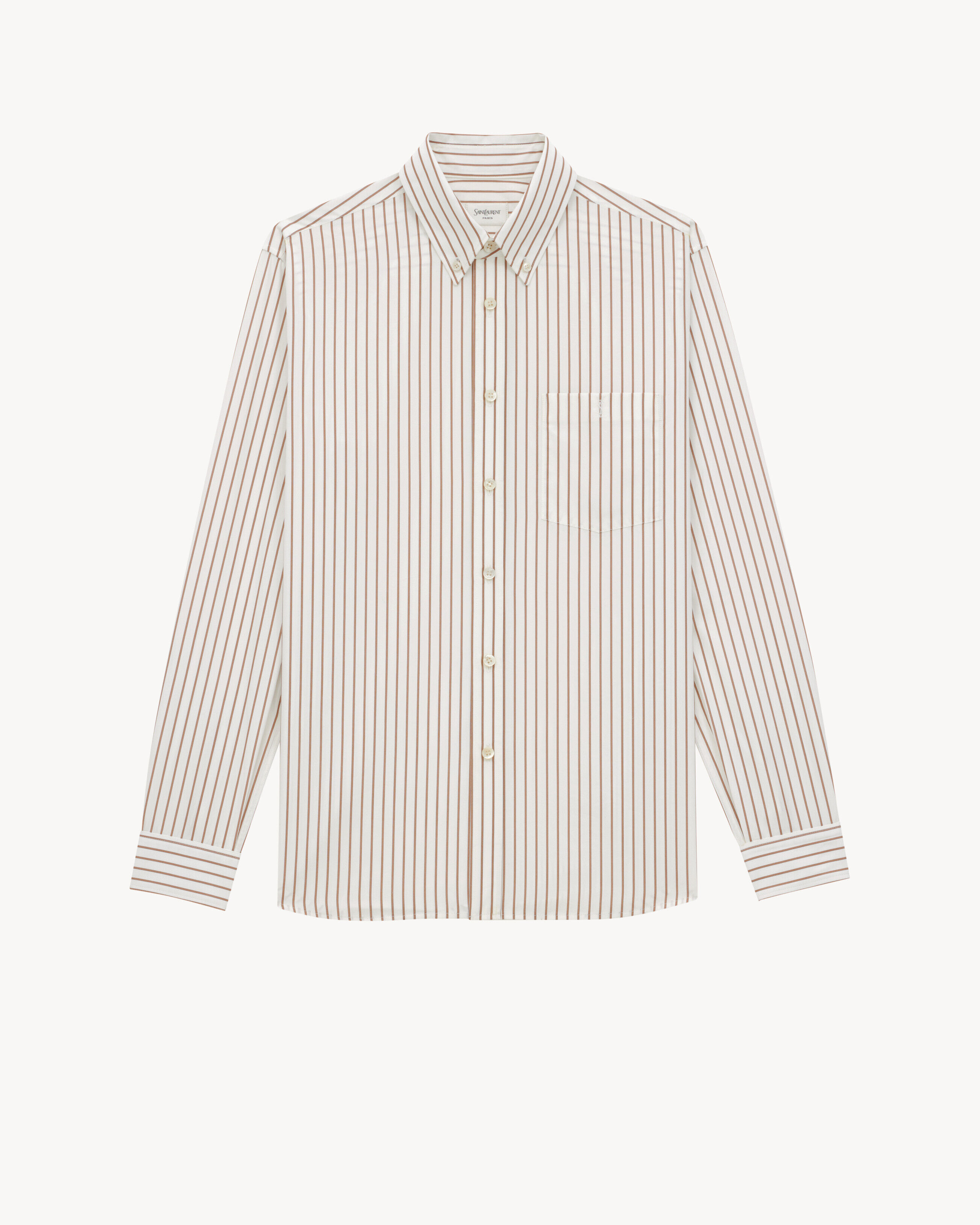 Saint Laurent Cassandre Shirt In Striped Cotton Poplin - White - Women - 42