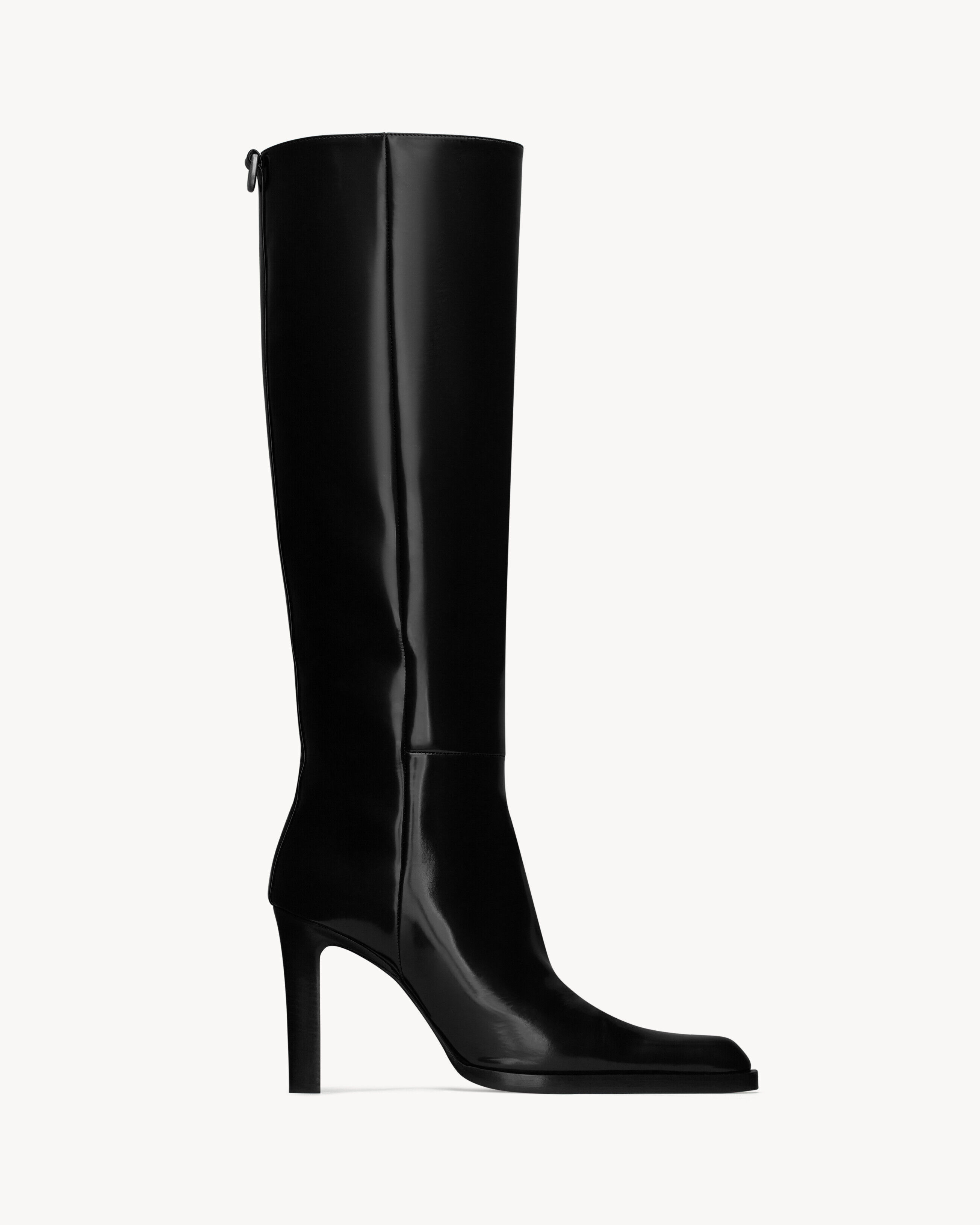 Saint Laurent Nina High Boots In Glazed Calfskin - Black - Women - 7