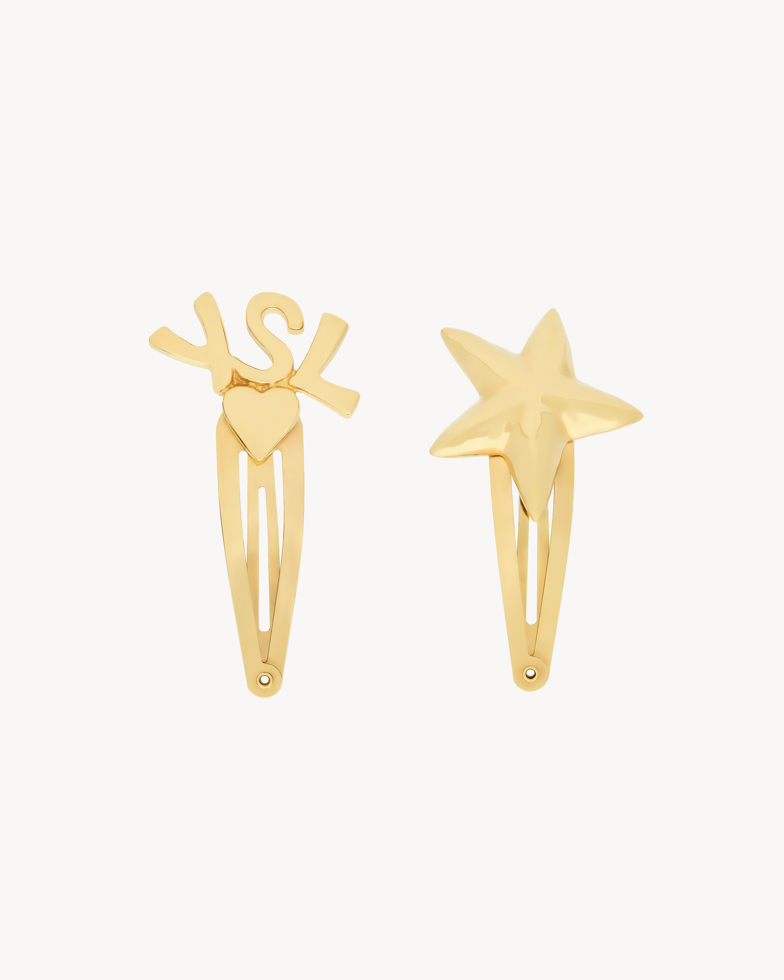 Saint Laurent Cassandre Hair Clips In Metal - Yellow/gold - Women