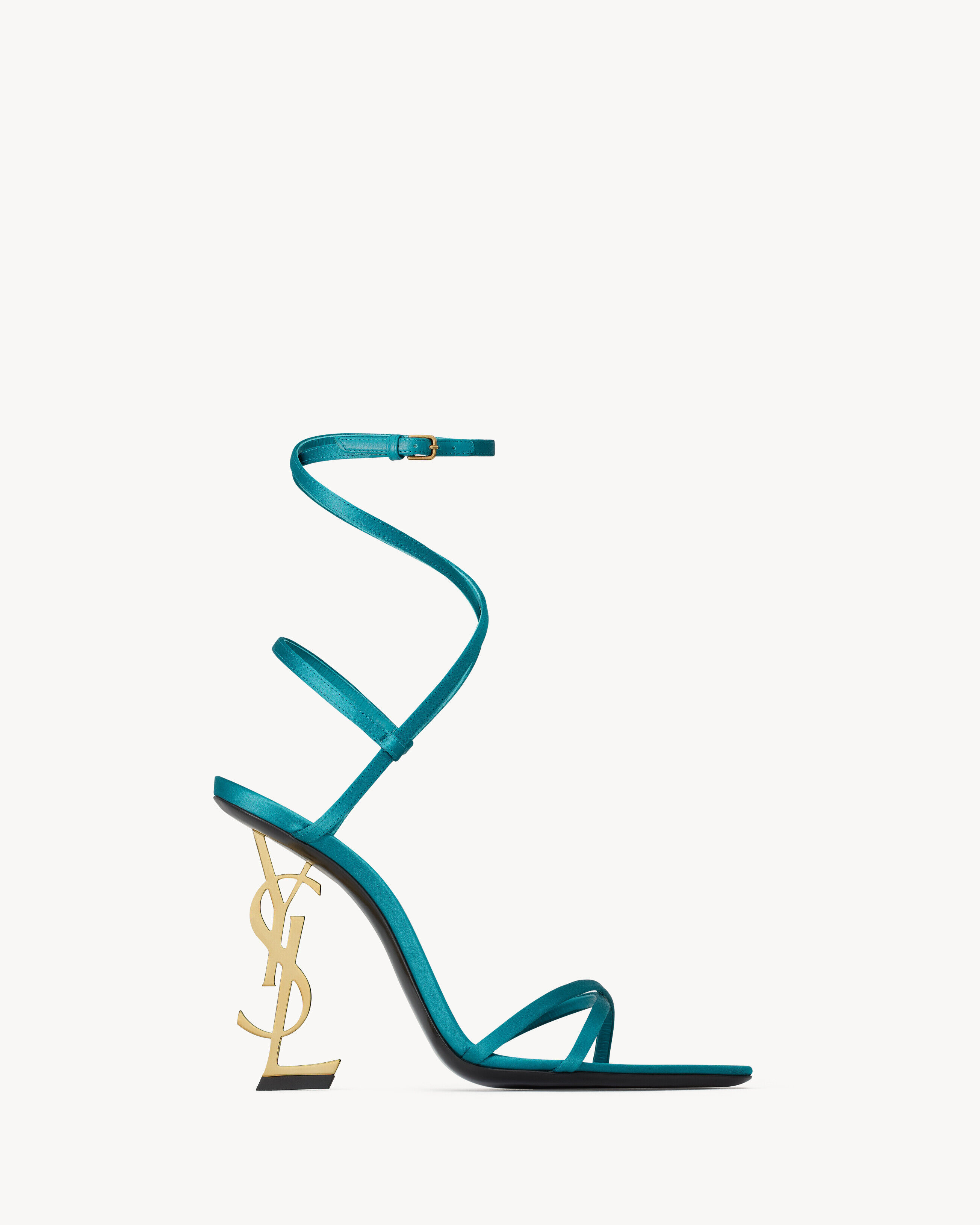 Saint Laurent Opyum Sandals In Satin Crepe - Blue - Women - 35.5