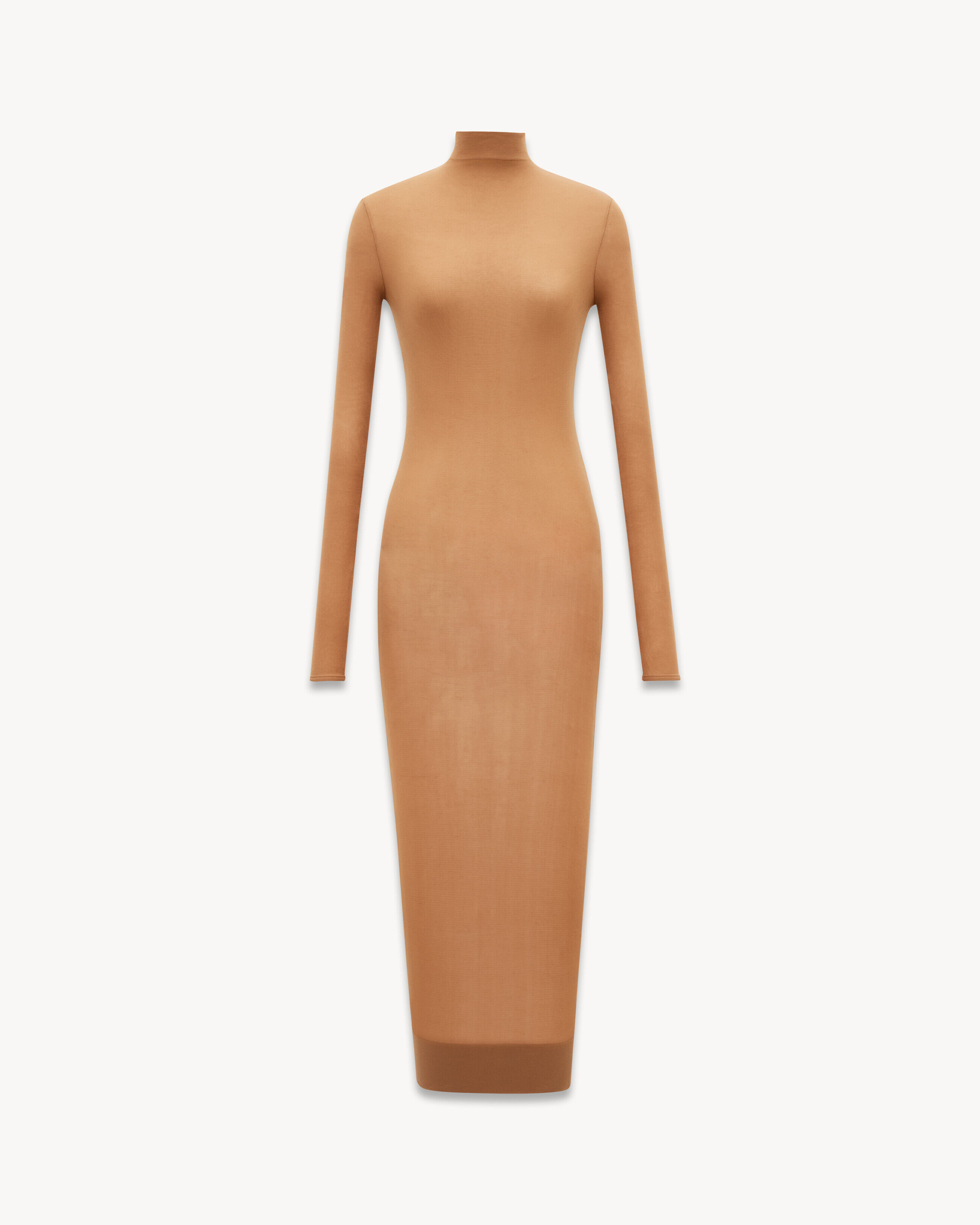 Saint Laurent Turtleneck Dress In Stretch Jersey - Beige - Women - S