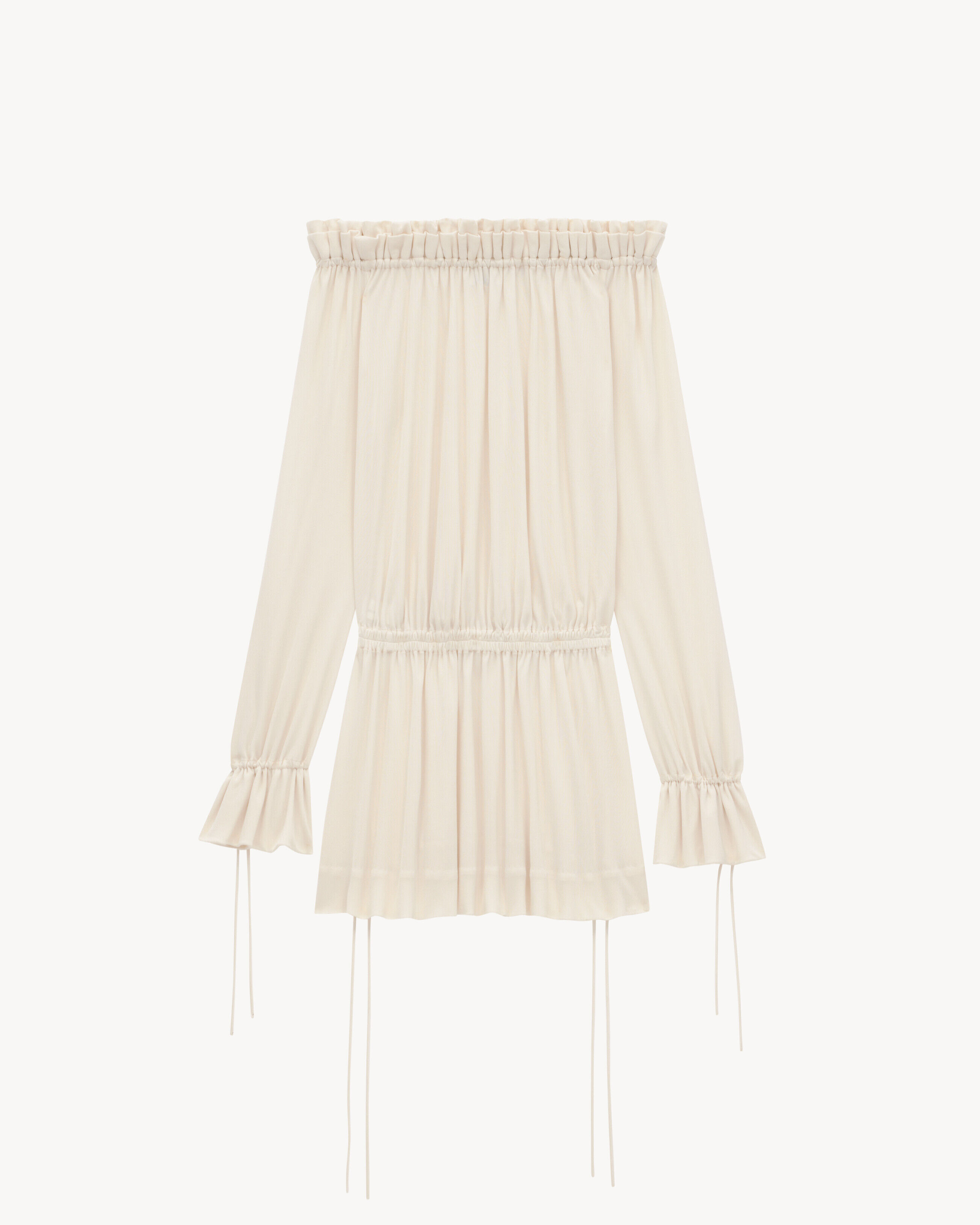 Saint Laurent Gathered Dress In Jersey - White - Women - 40