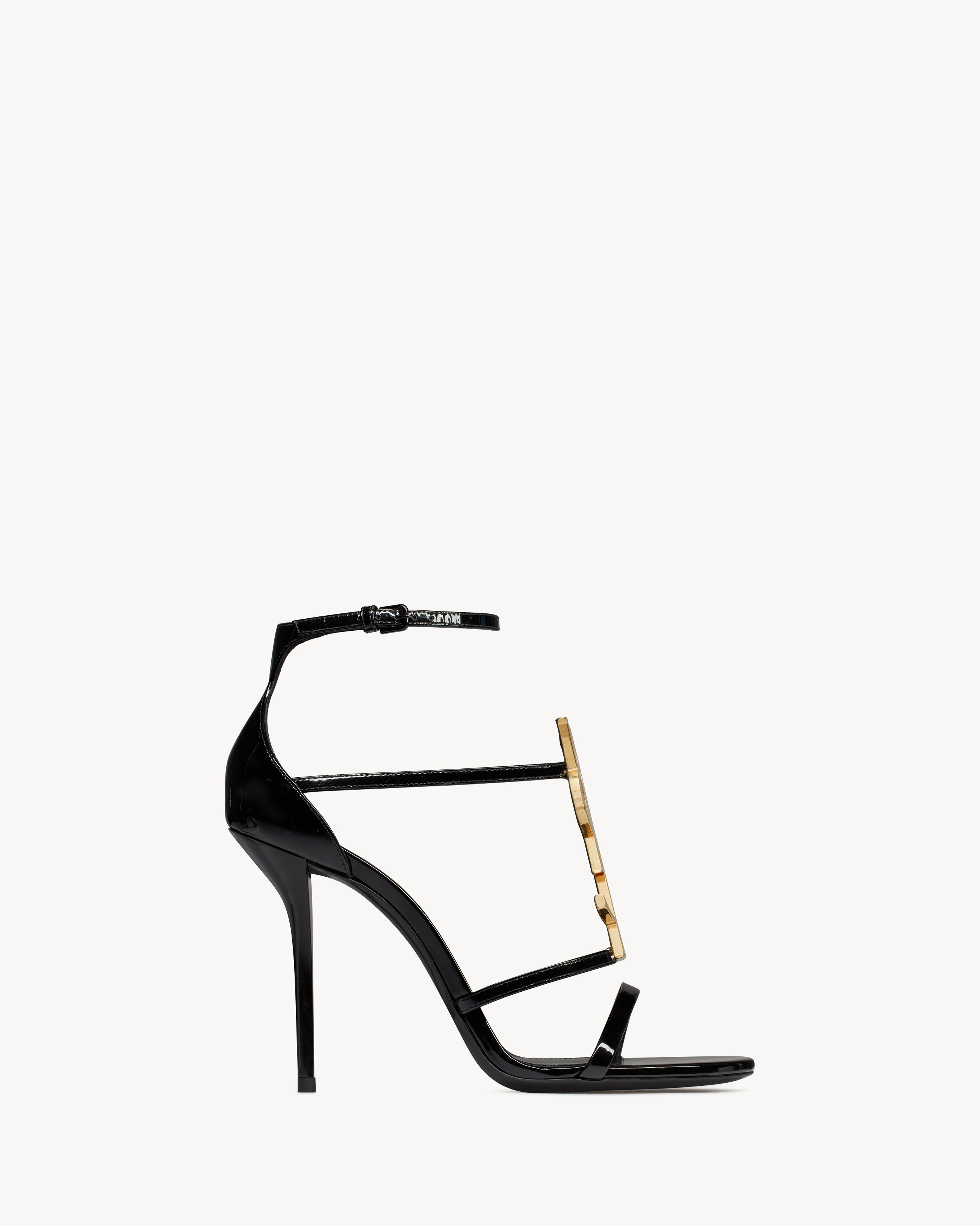 Saint Laurent Cassandra Sandals In Patent Leather - Black - Women -