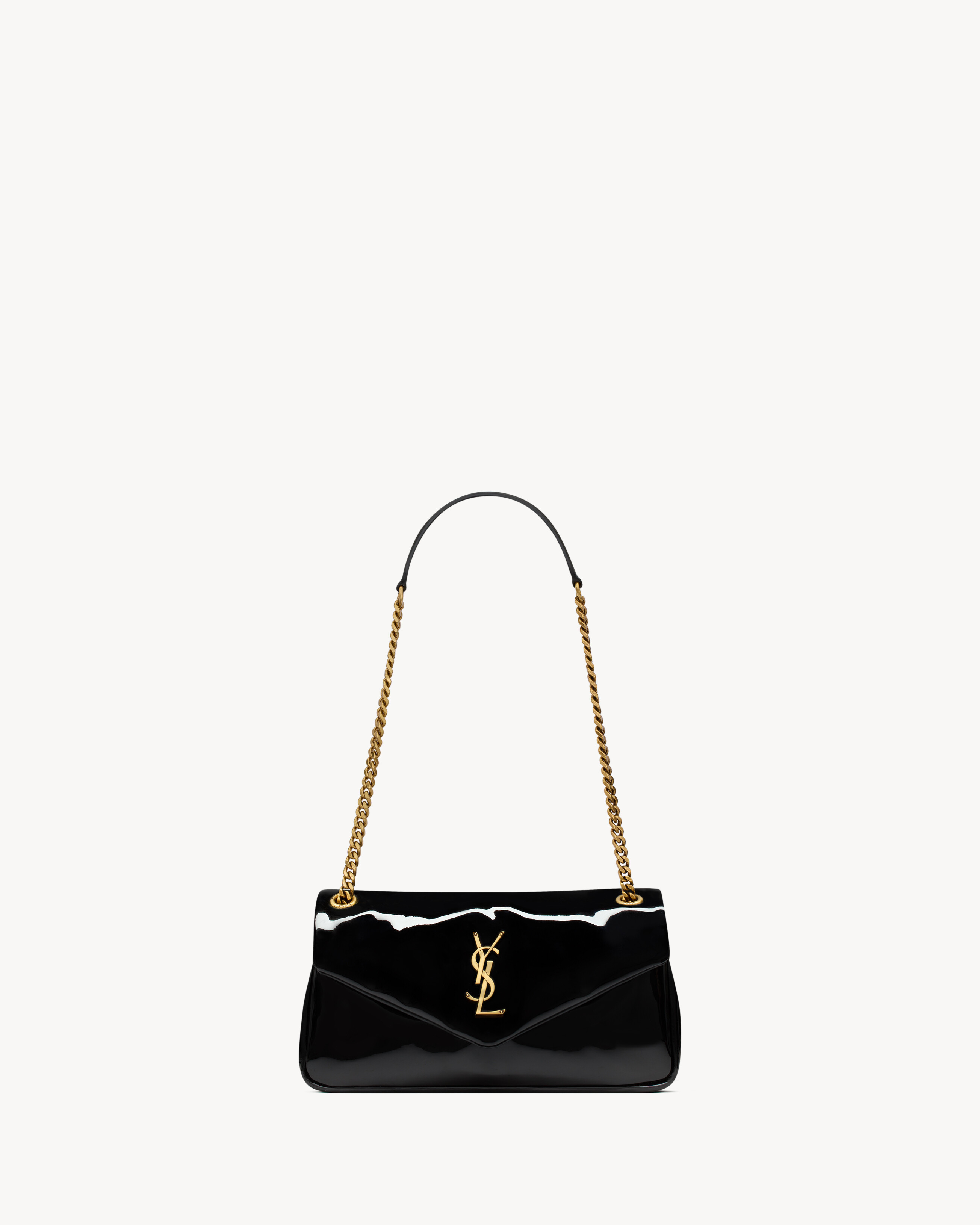Saint Laurent Calypso Small De Charol - Negro - Mujer