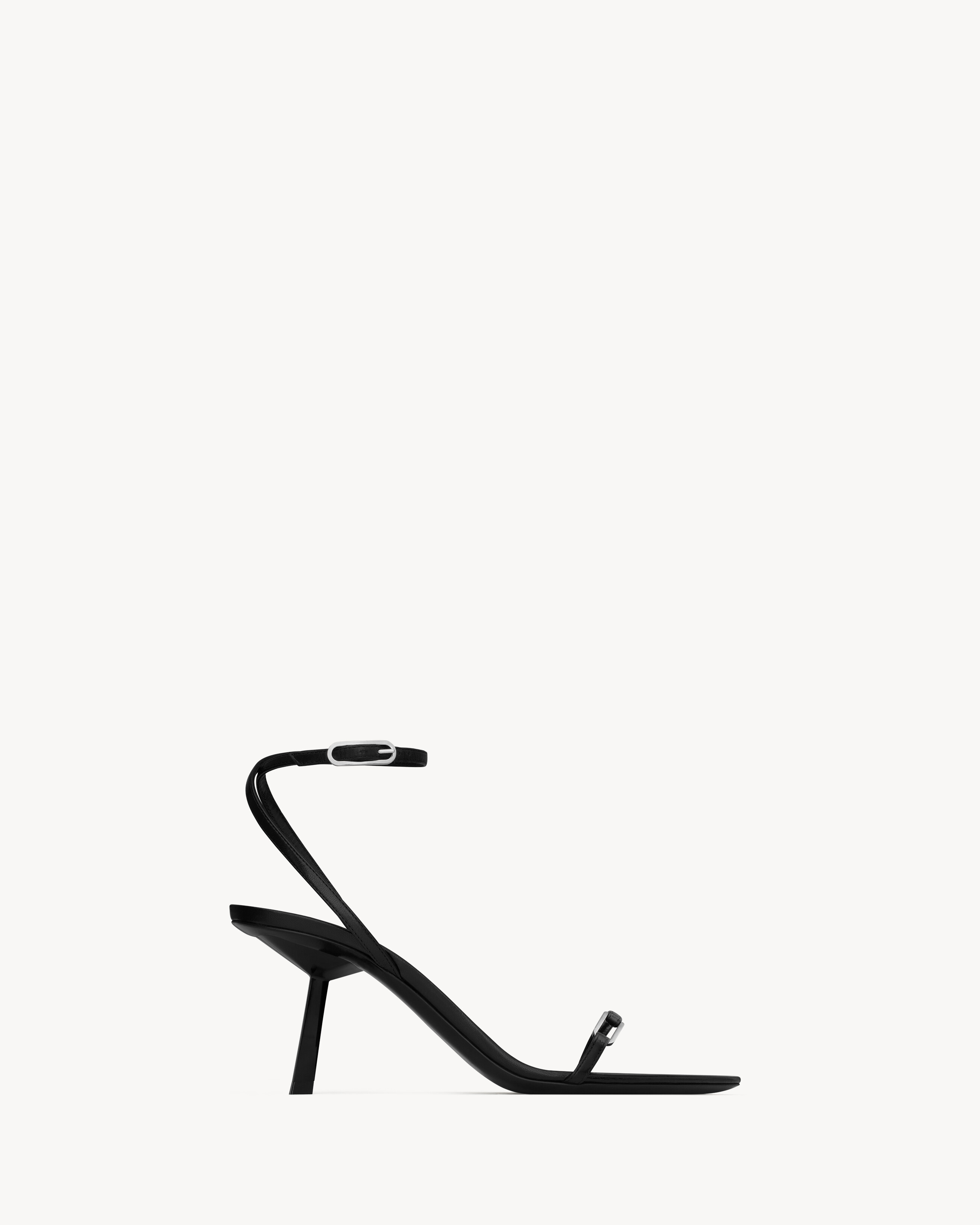 Saint Laurent Kitty Sandals In Shiny Leather - Black - Women - 40
