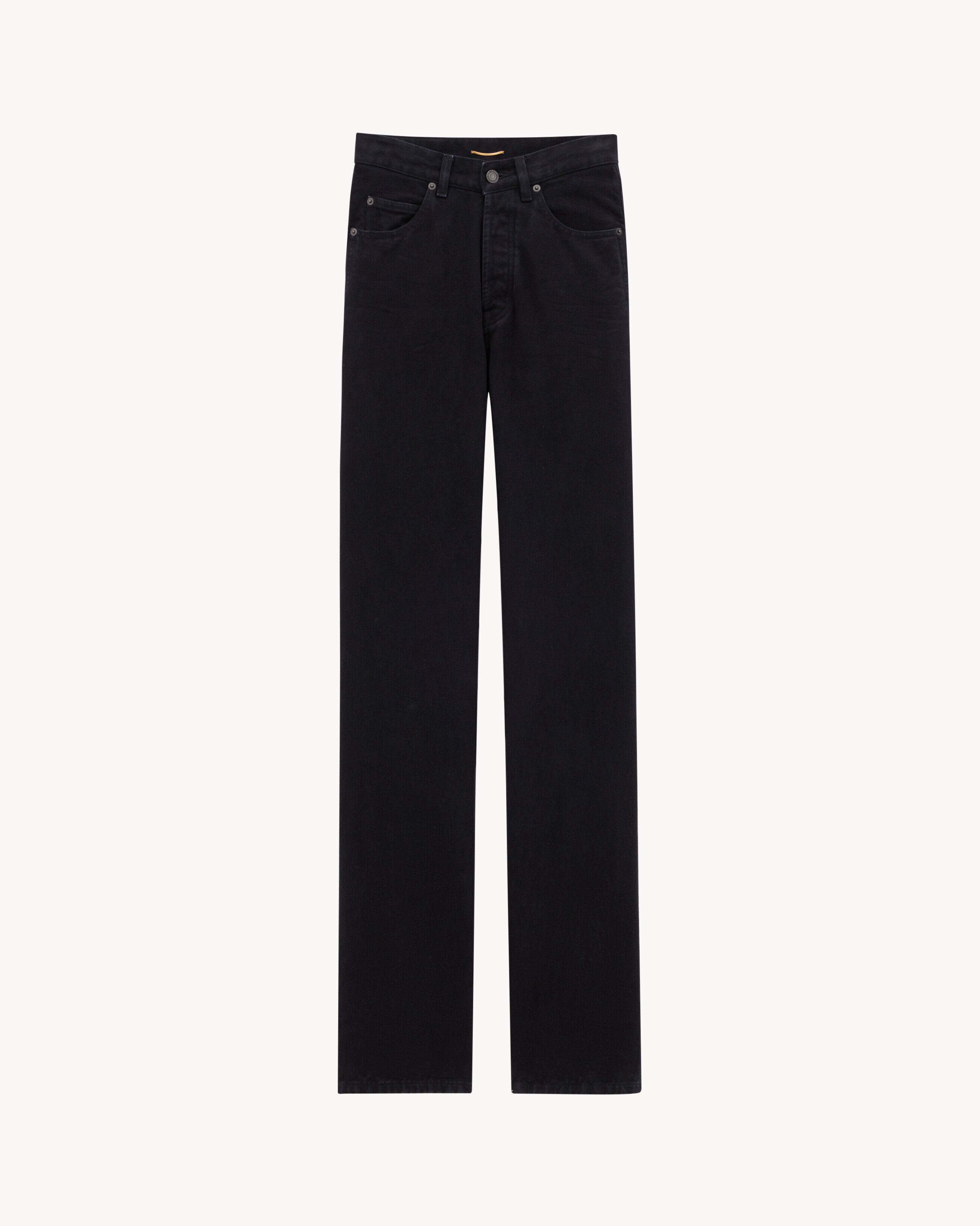 Saint Laurent V-Waist Long Baggy Jeans In Midnight Black Denim - Black - Women - 38