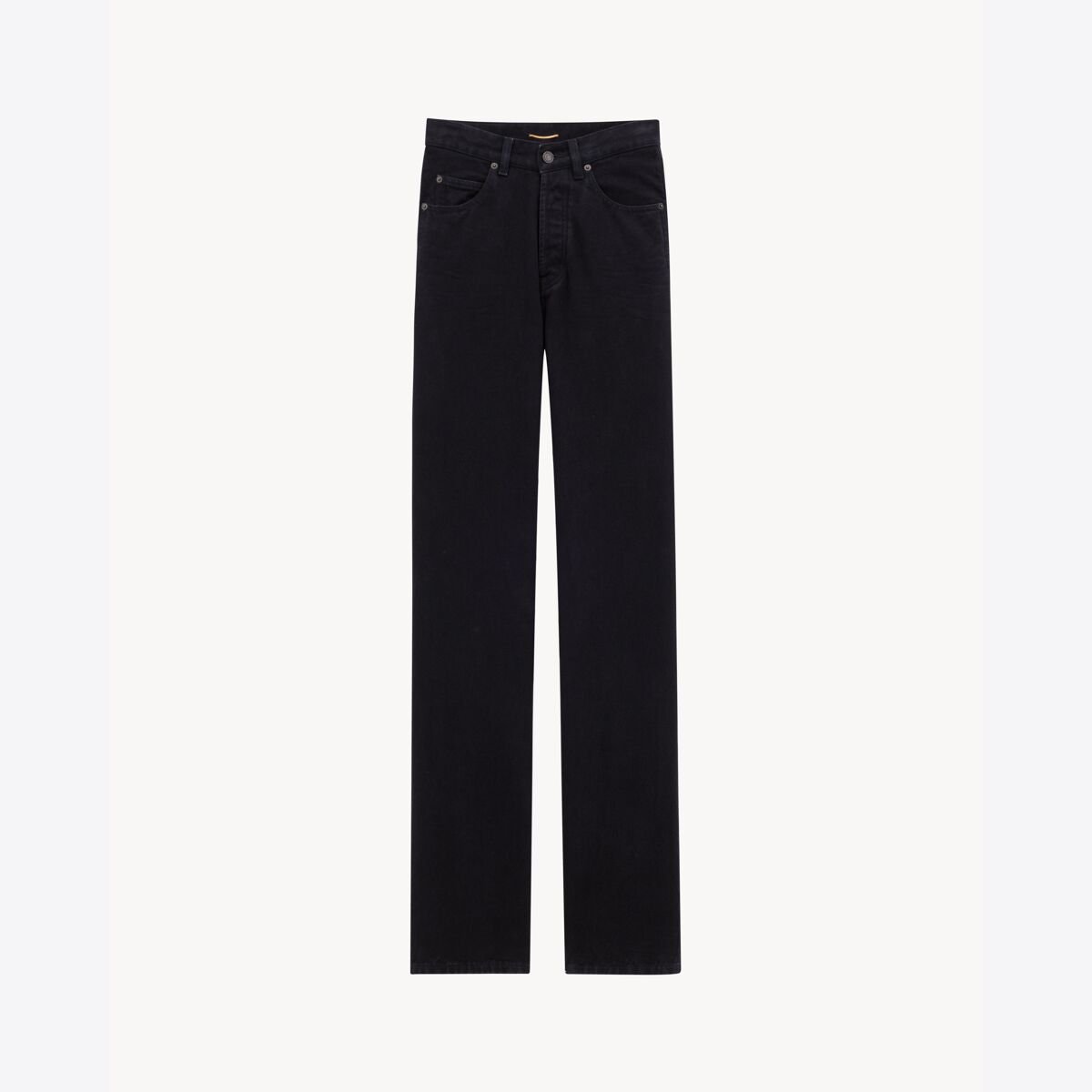 Saint Laurent V-Waist Long Baggy Jeans In Midnight Black Denim - Black - Women - 14