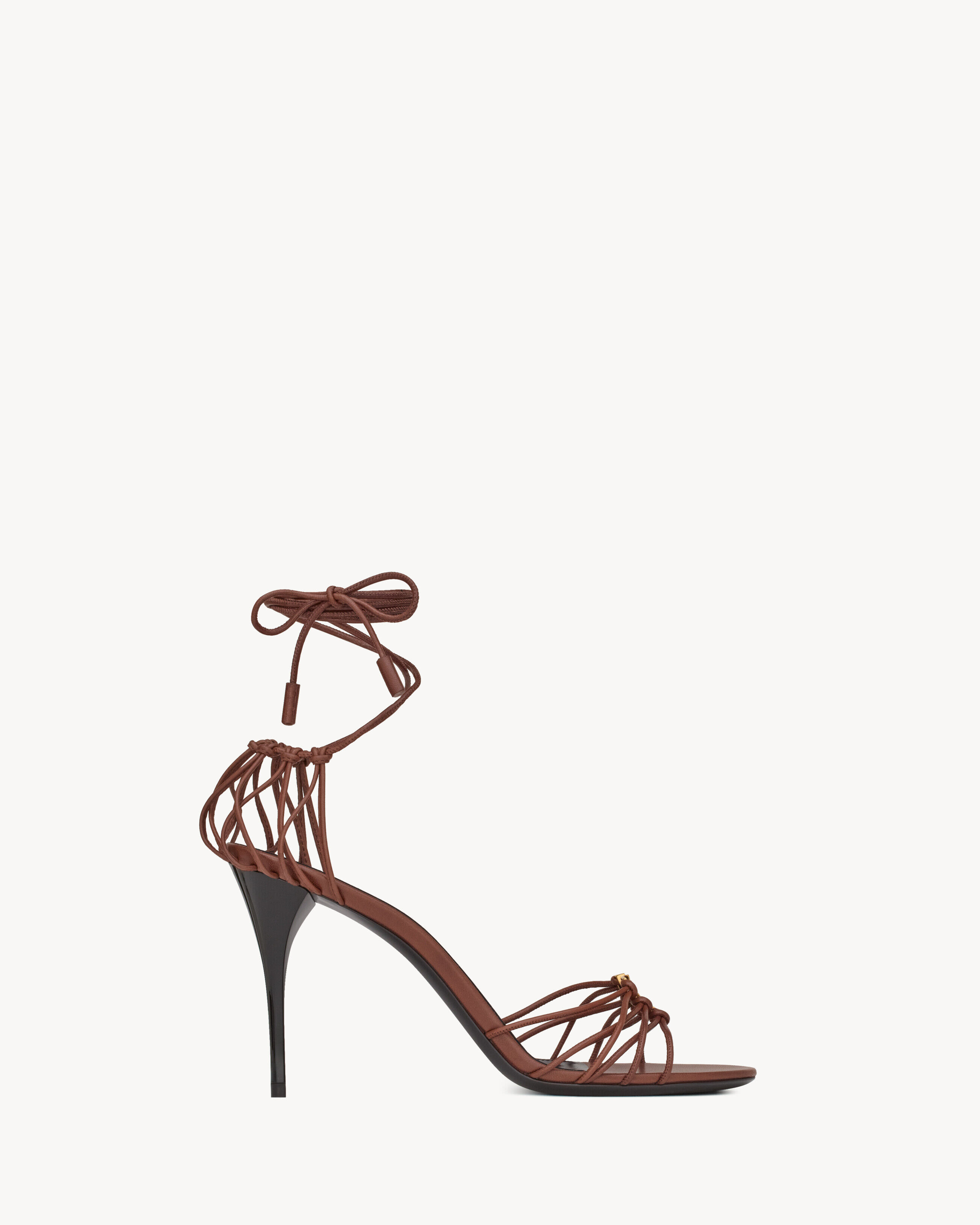 Saint Laurent Babylone Sandals In Smooth Leather - Amber - Women - 37.5