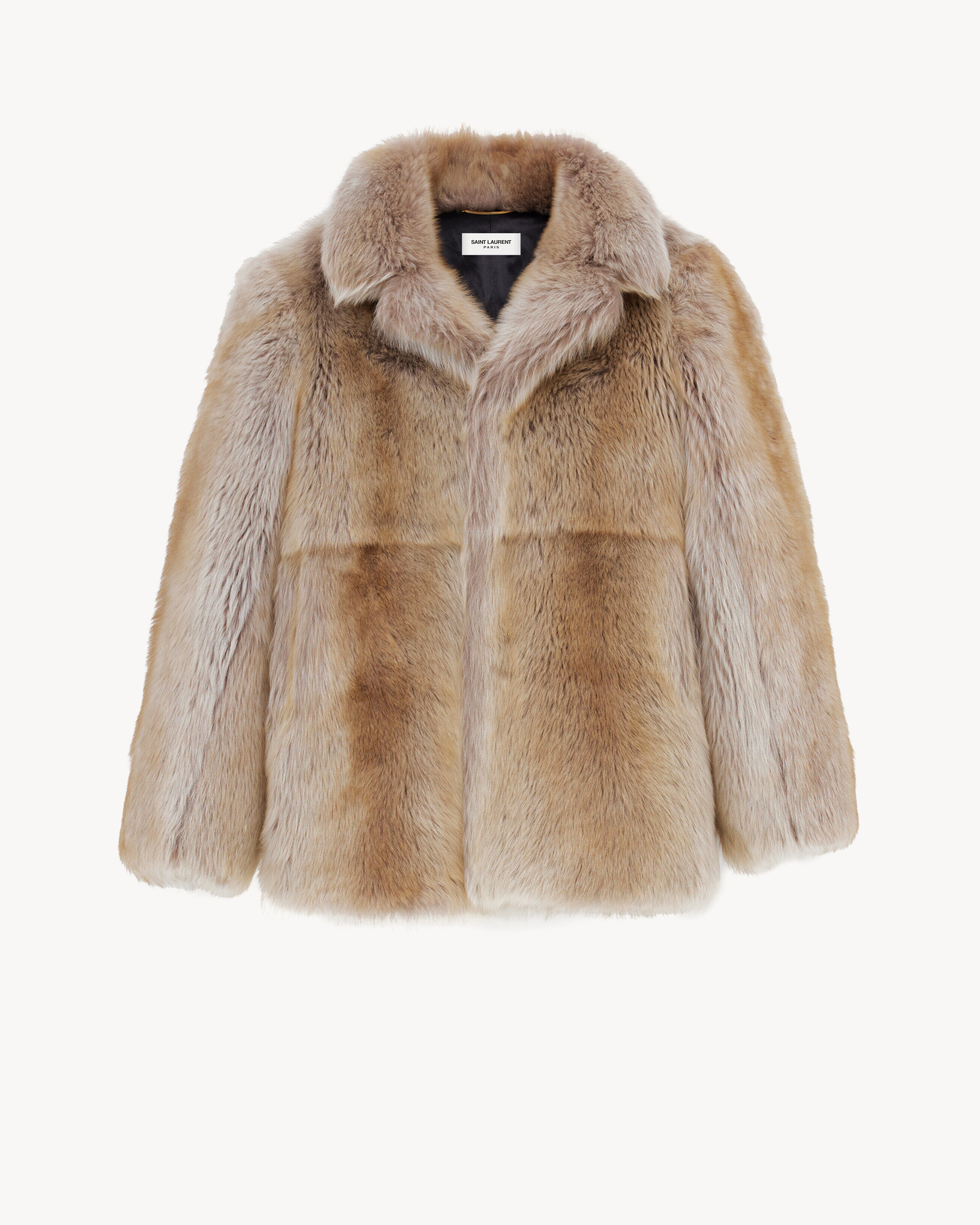 Saint Laurent Coat In Shearling - Grey - Women - 36