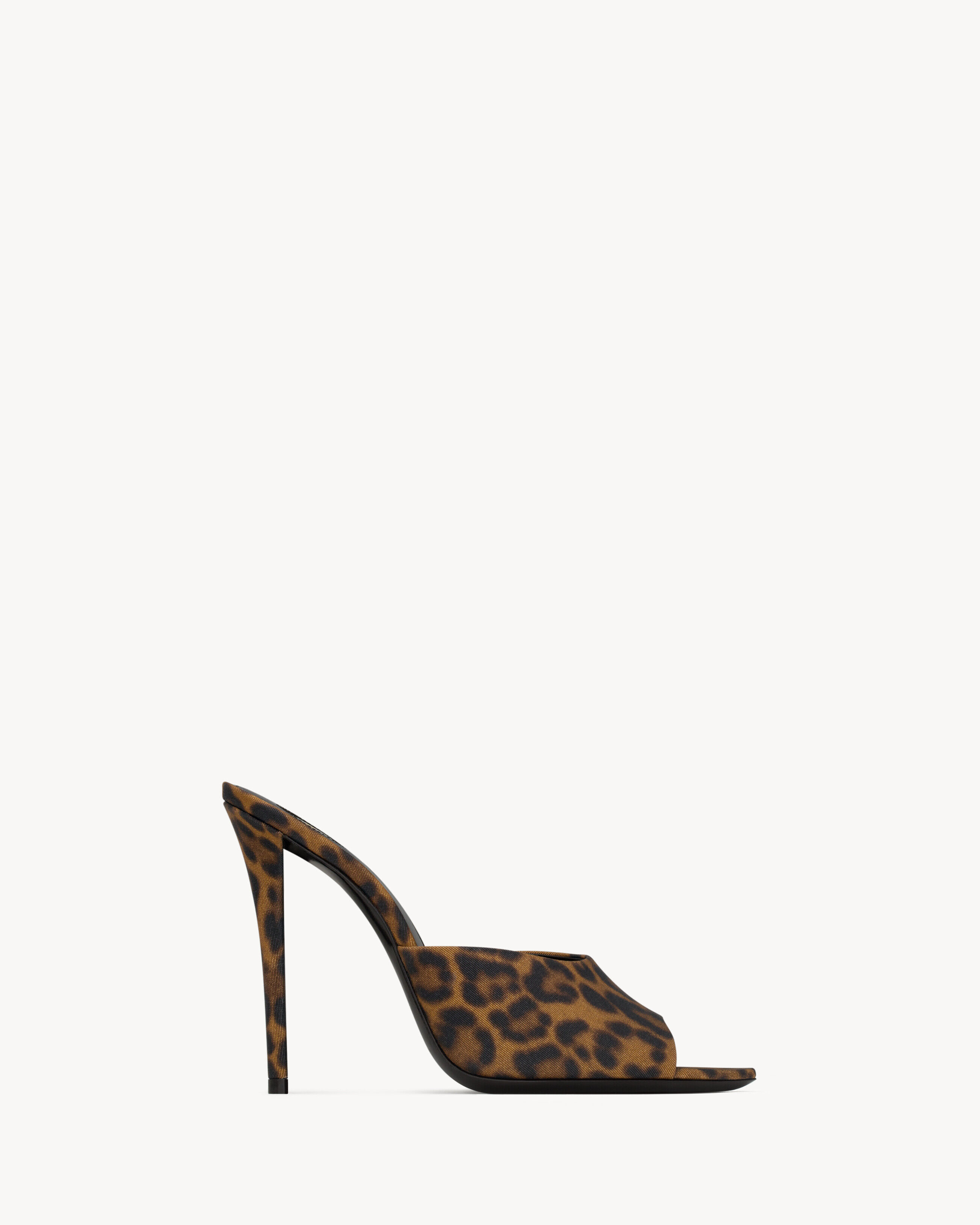 Saint Laurent Goldie Mules In Leopard Grosgrain - Amber - Women - 35.5