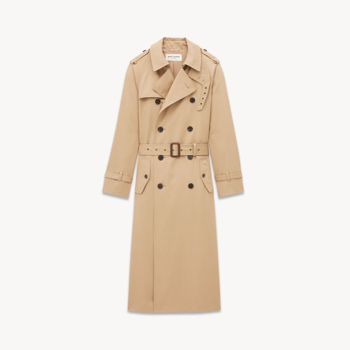 Saint Laurent Trench Coat In Gabardine - Beige - Men - 44
