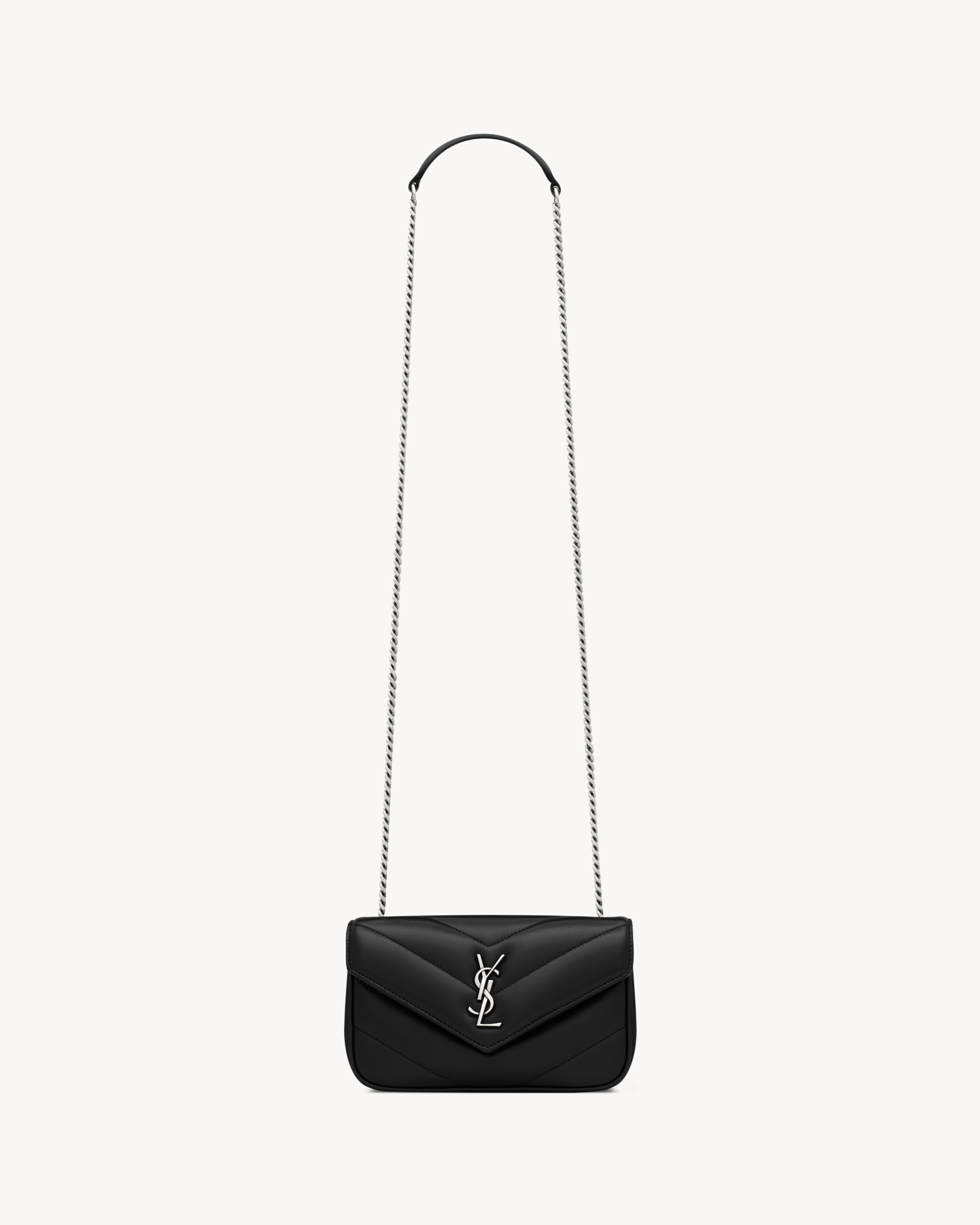 Saint Laurent Damen Schwarz Loulou Mini Aus Lammleder - U