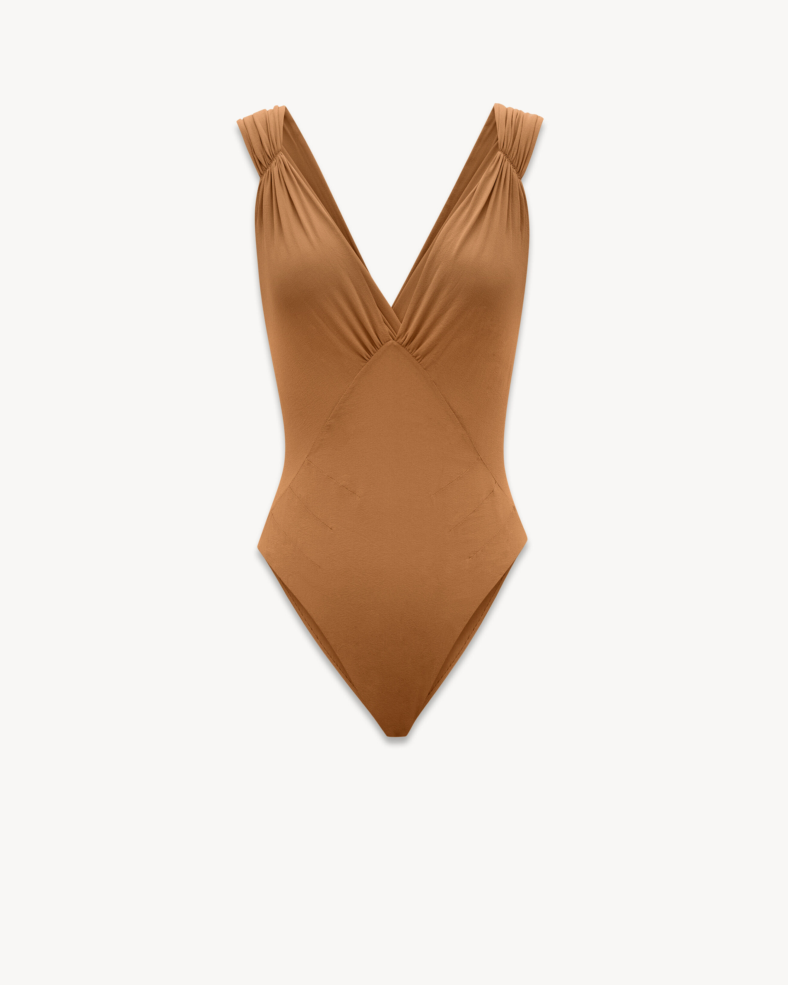 Saint Laurent Cross-Back Bodysuit In Silk Muslin - Beige - Women - 40
