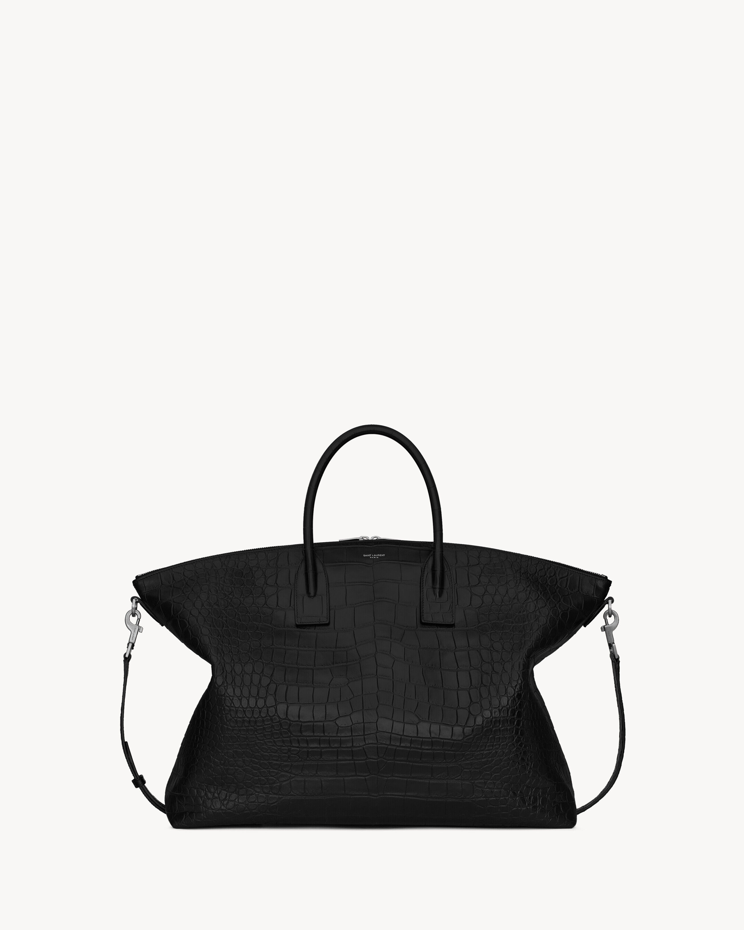 Saint Laurent Giant Bowling Bag In Crocodile-Embossed Leather - Black - Men