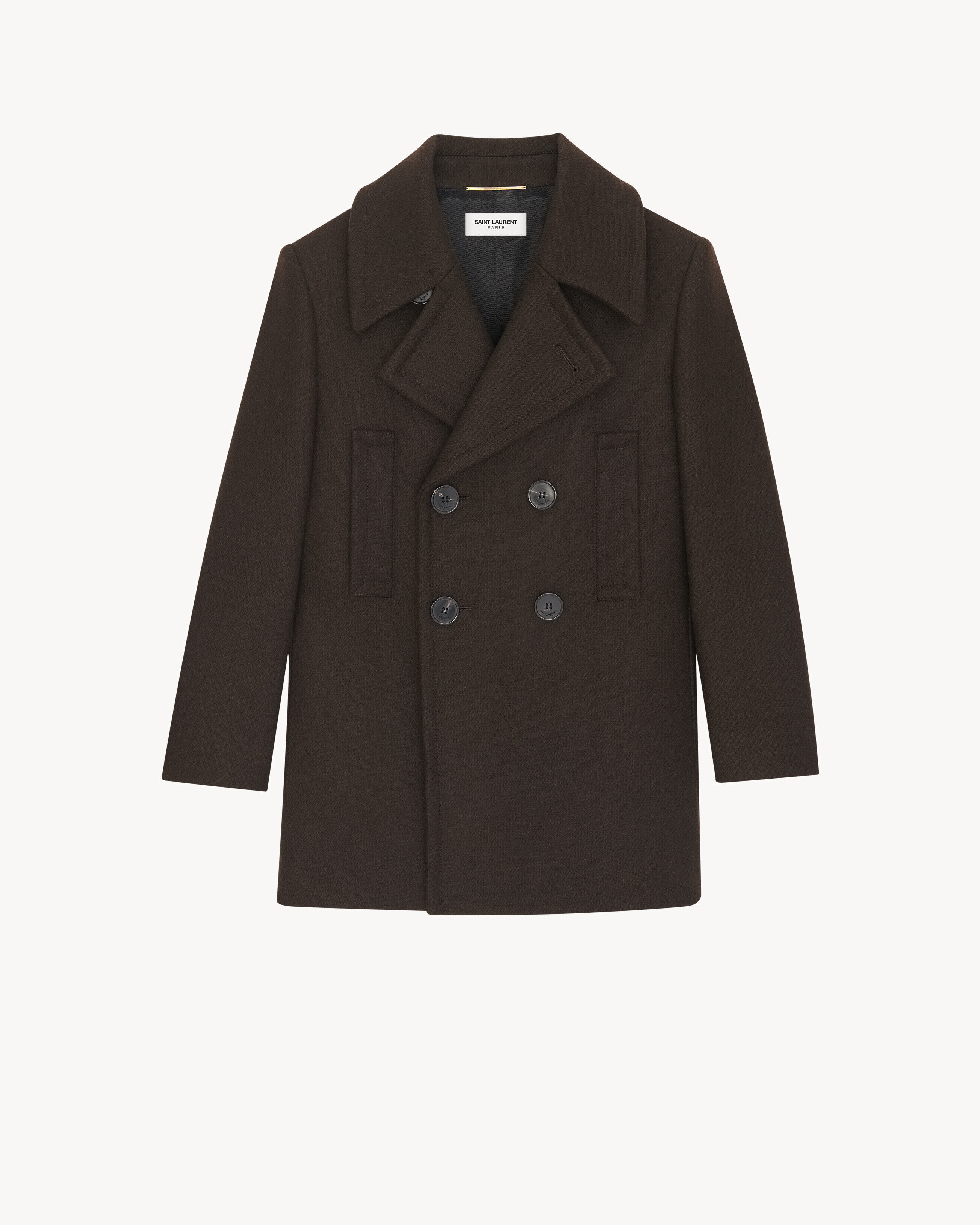 Saint Laurent Caban En Gabardine De Laine - Ambre - Femme - 38