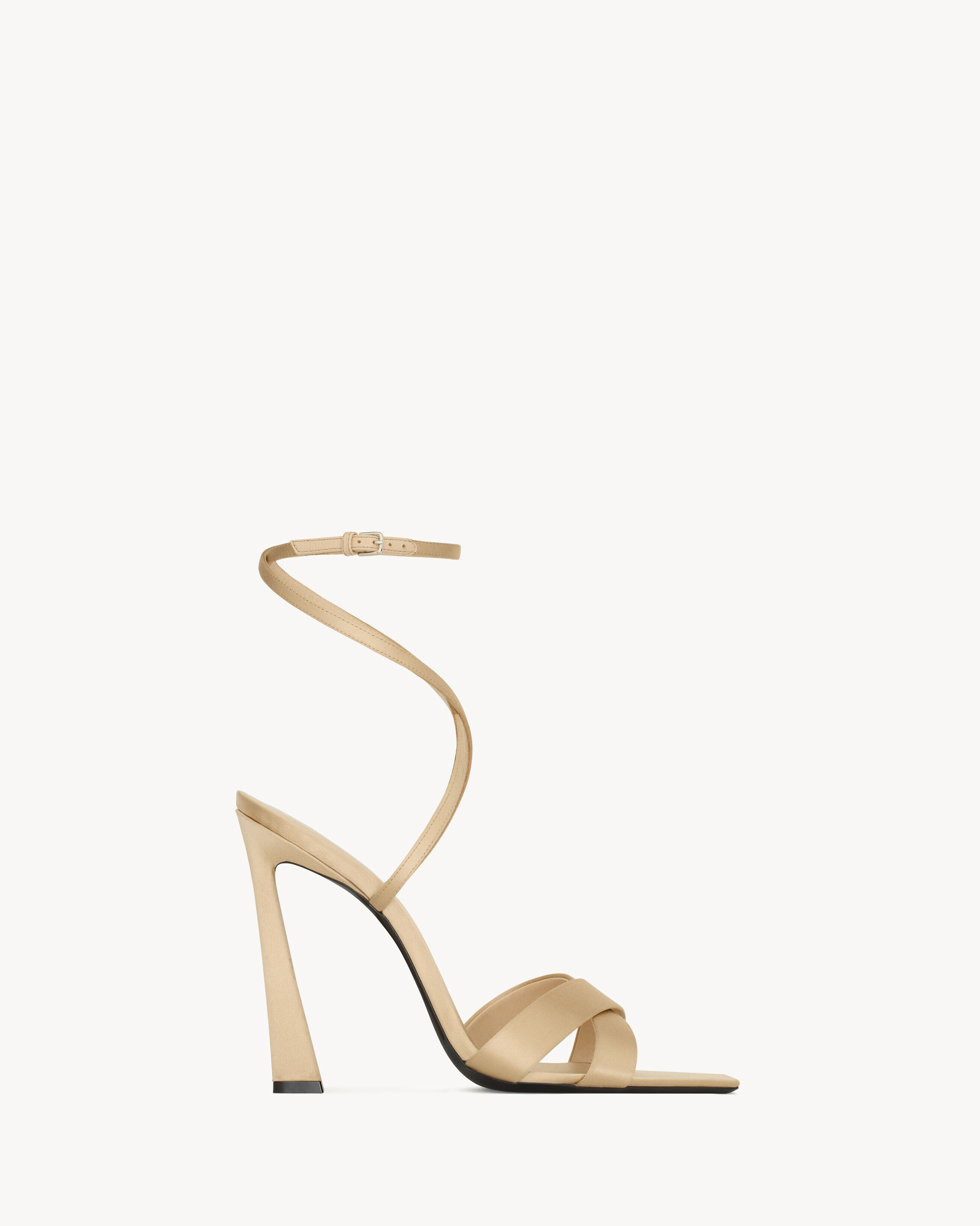 Saint Laurent Corinne Sandals In Satin Crepe - Beige - Women - 39.5