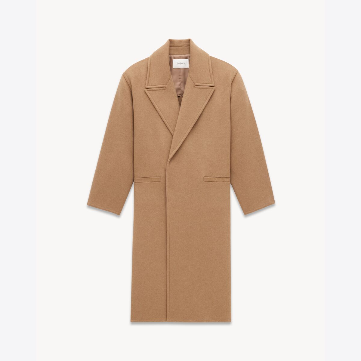 Saint Laurent Oversized Coat In Cashmere Felt - Beige - Women - 40