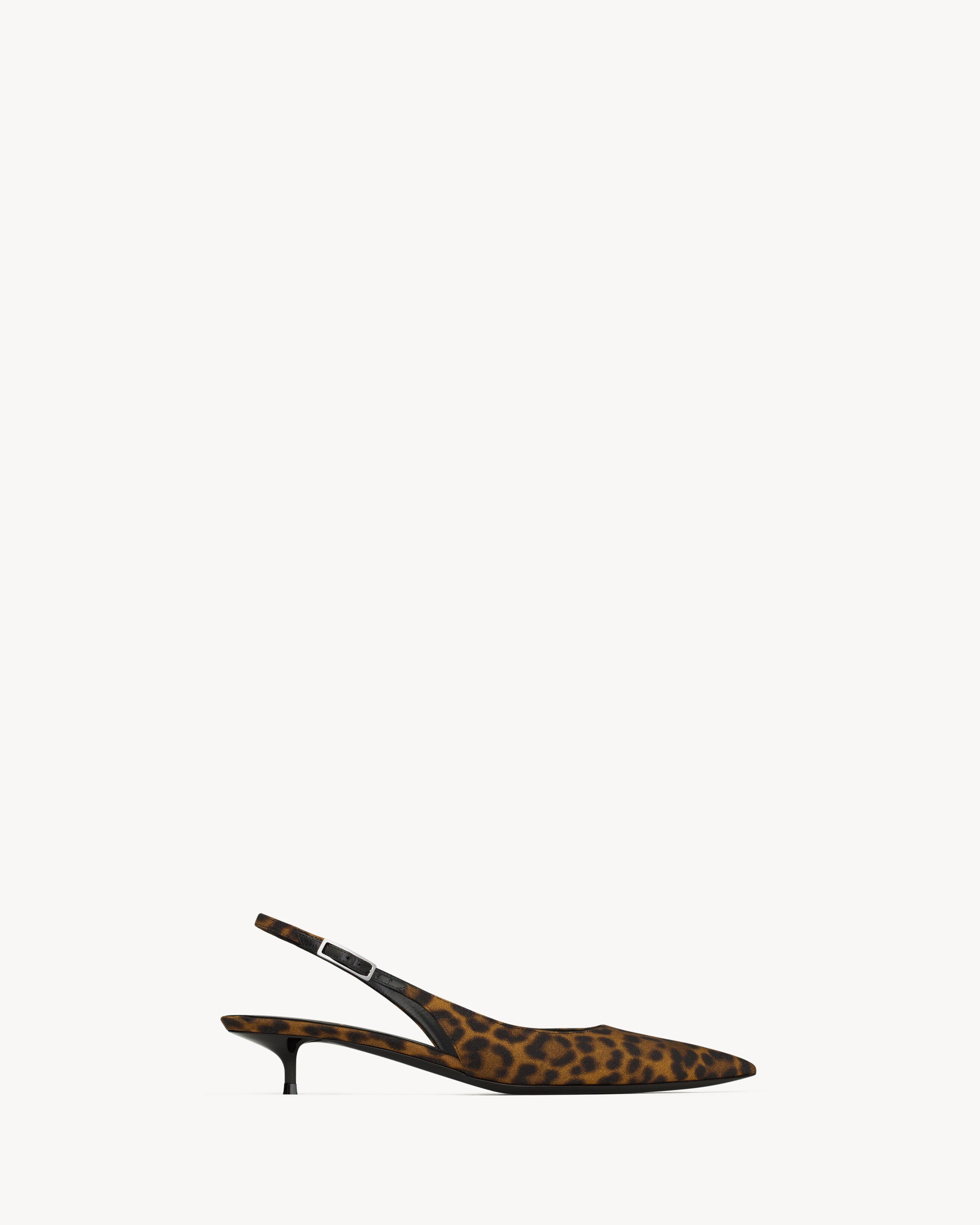 Saint Laurent Cherish Slingback Pumps In Leopard Grosgrain - Amber - Women - 34