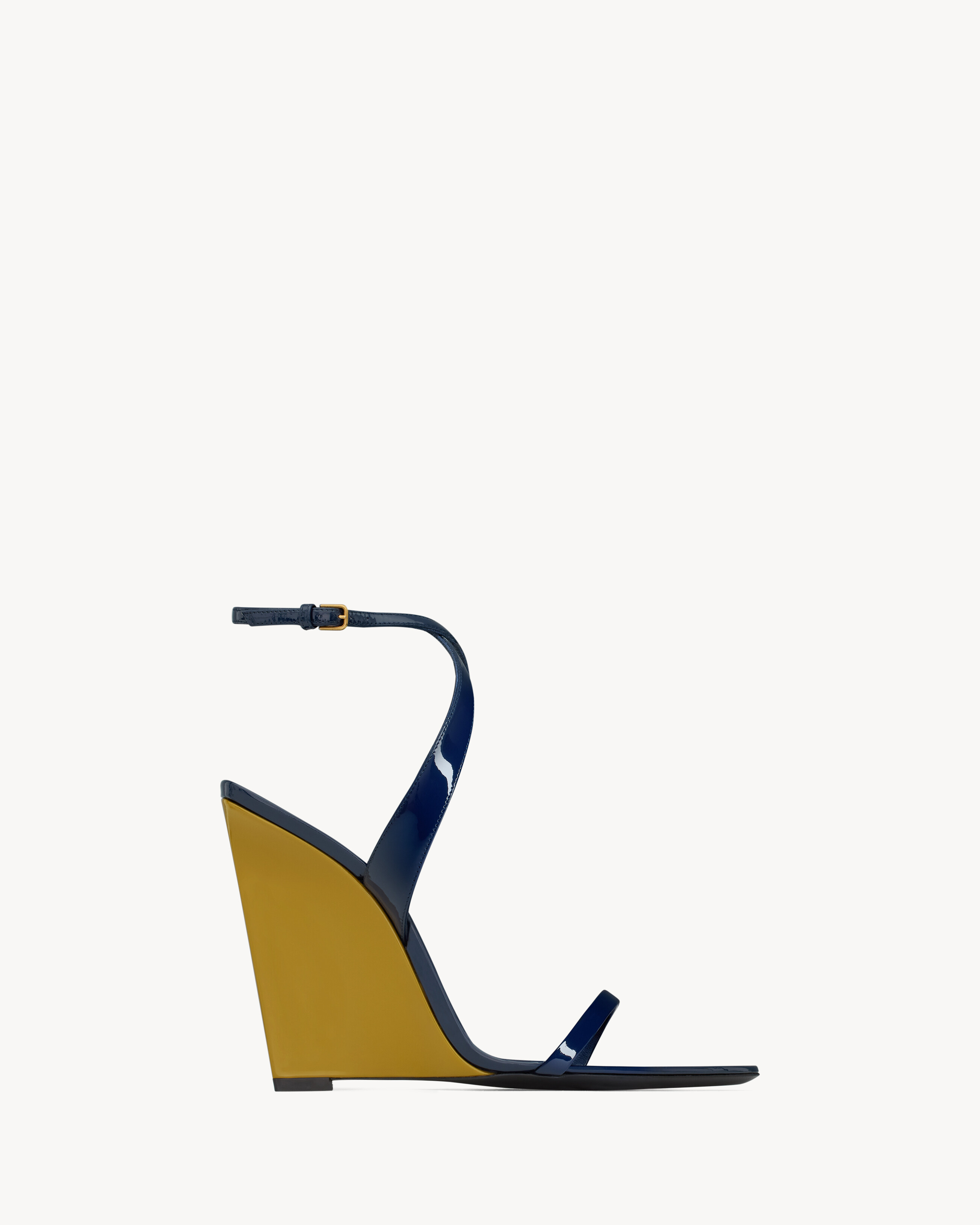 Saint Laurent Salomé Wedges In Patent Leather - Blue - Women - 36.5