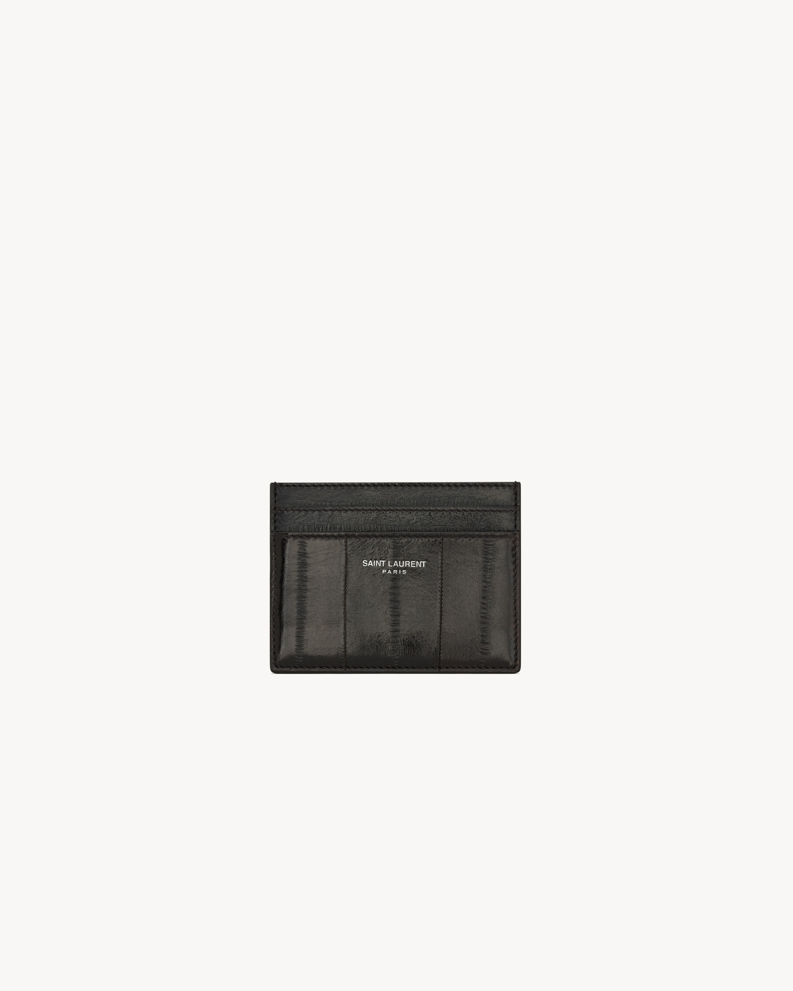 Saint Laurent Paris Card Case In Eel - Amber - Men