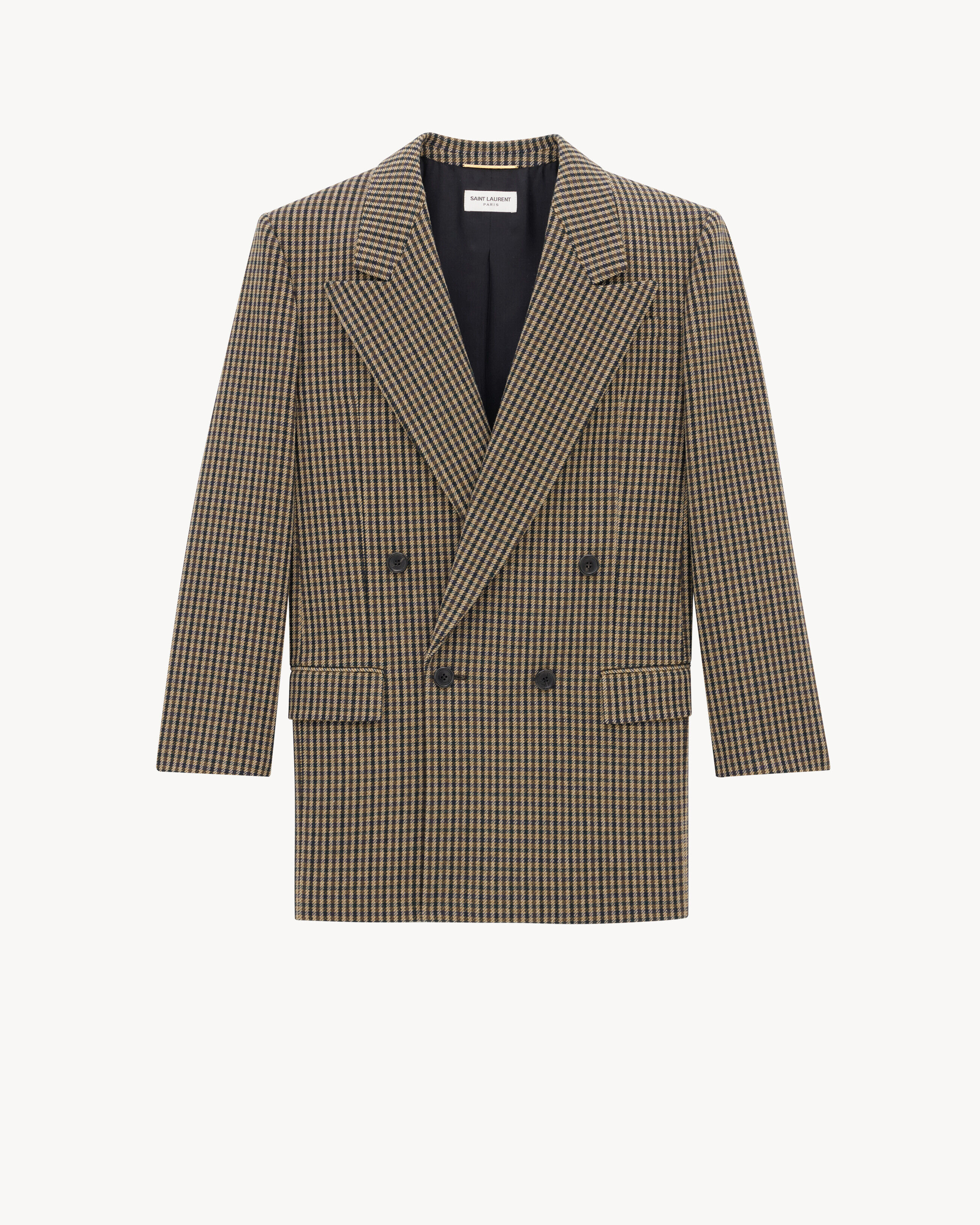 Saint Laurent - Chaqueta De Lana Con Motivo Vichy - Gris - Mujer - 38