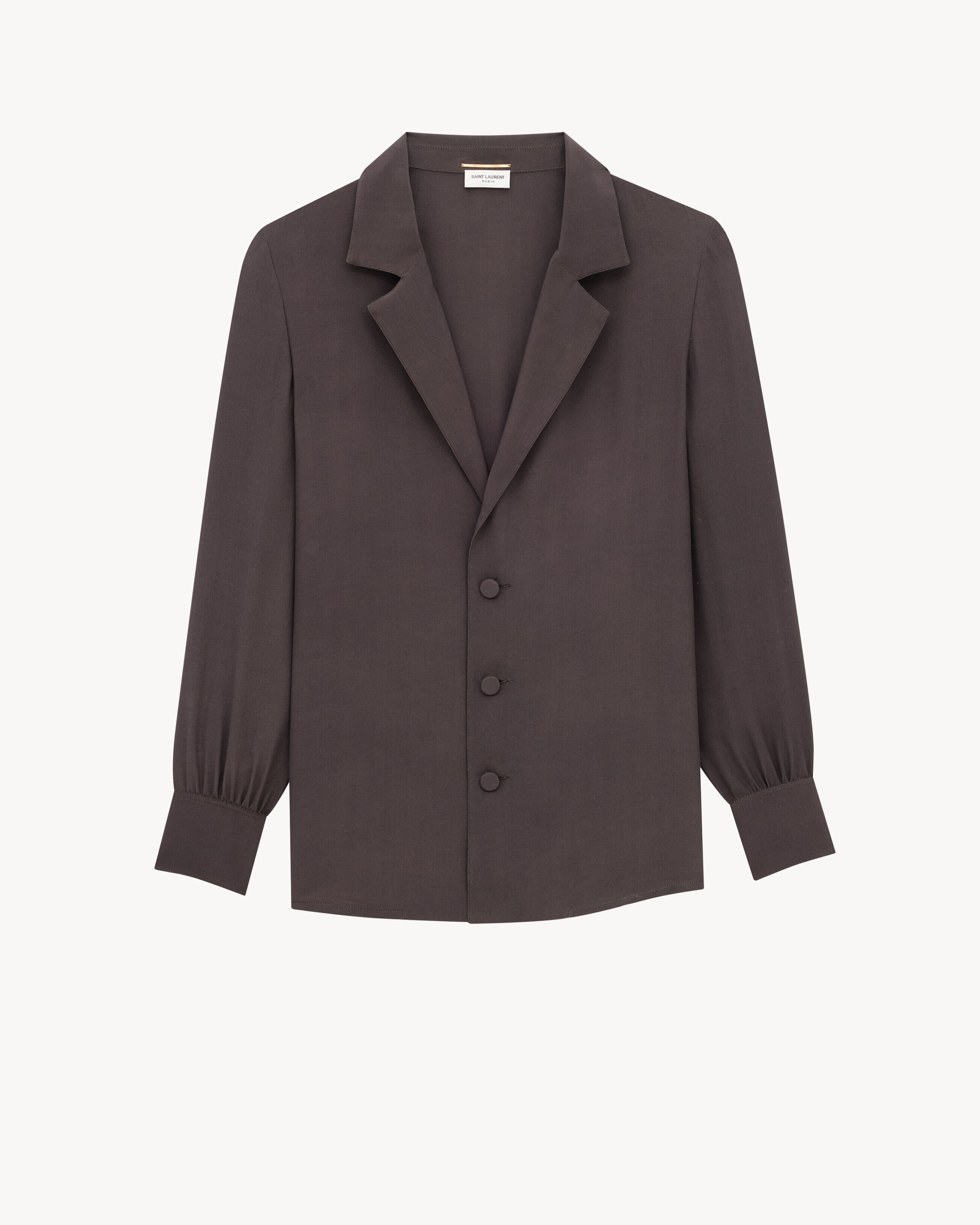 Saint Laurent Maglia Del Pigiama Stile Camicia In Seta Crêpe De Chine - Ambra - Donna - 34