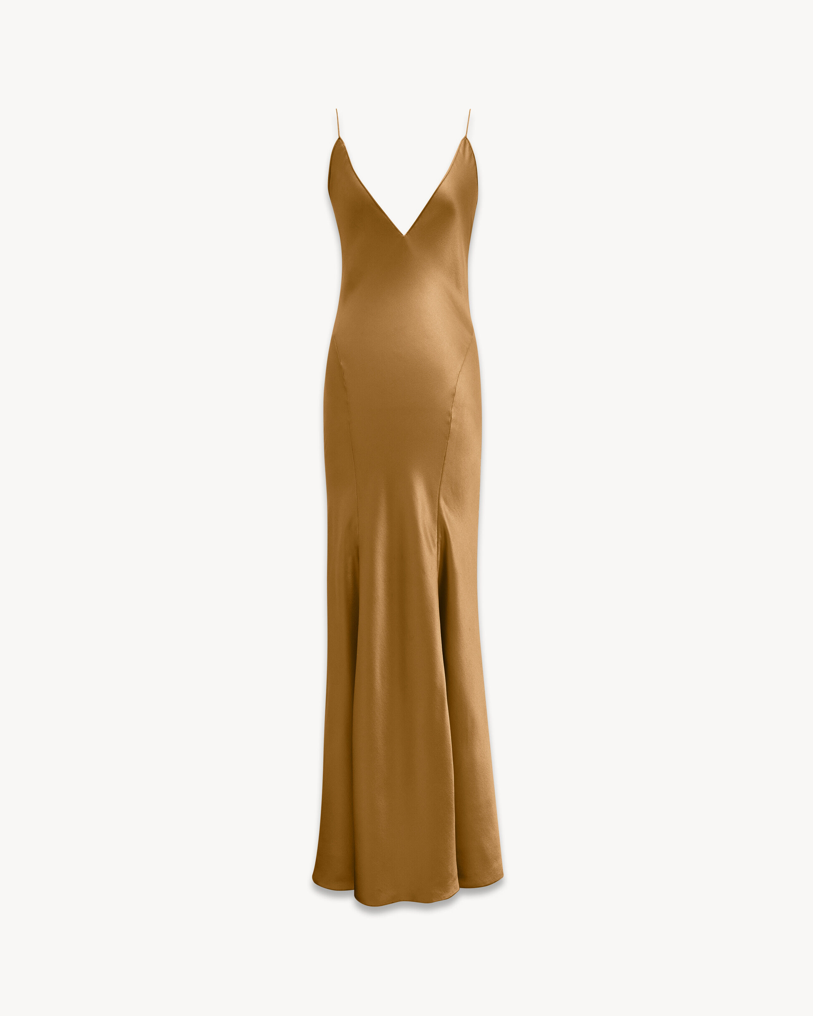 Saint Laurent Robe En Satin De Soie - Ambre - Femme - 44