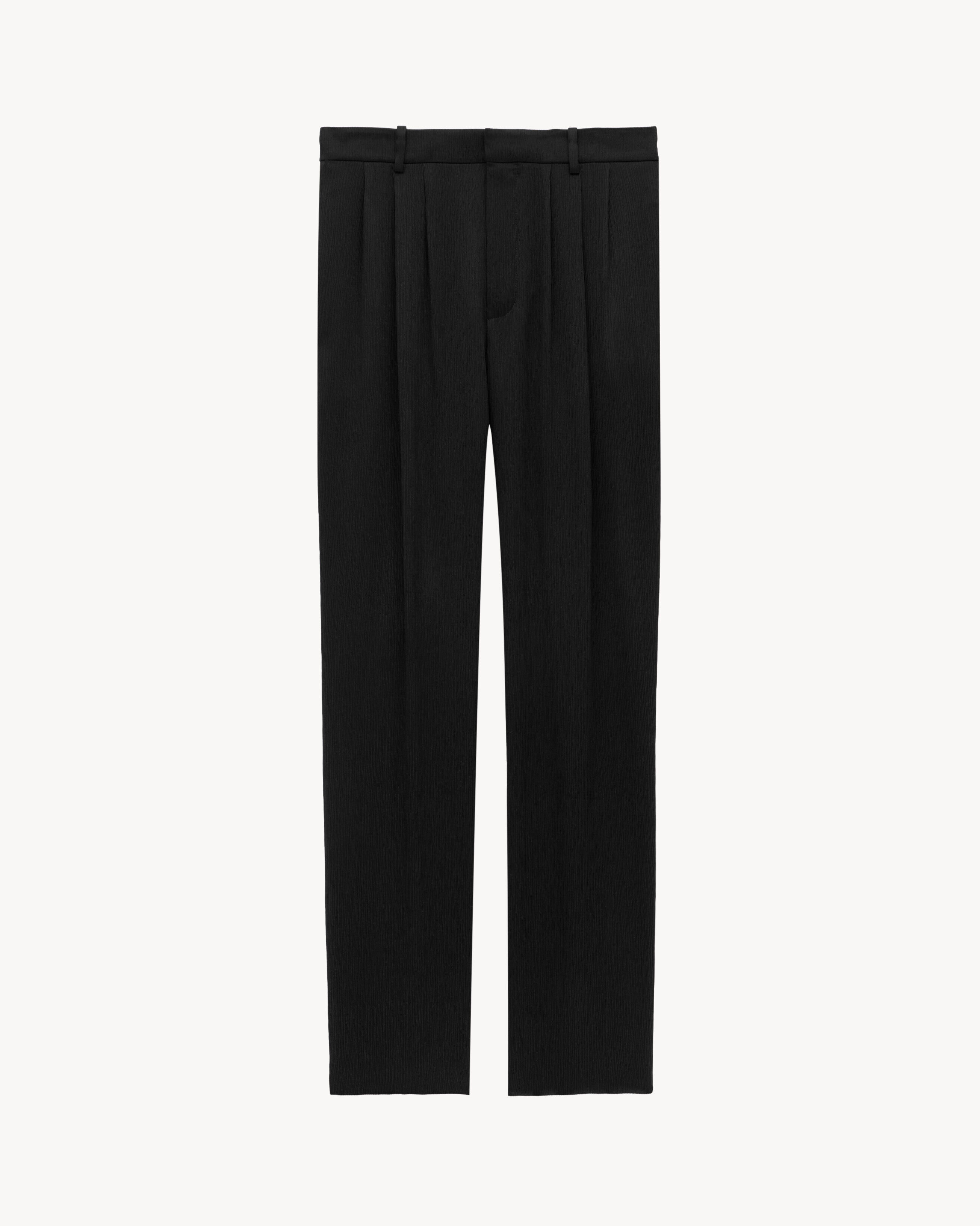 Saint Laurent Baggy Pants In Silk Satin Crepon - Black - Men - 46