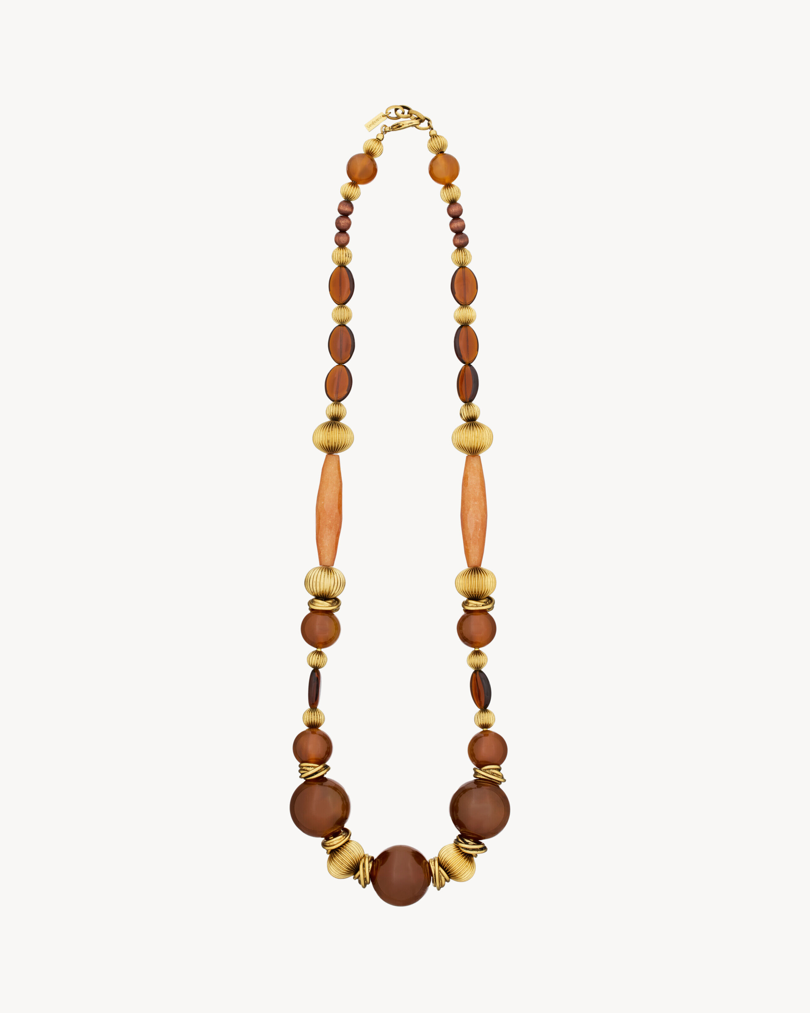 Saint Laurent Bead Necklace In Rosewood/Resin/And Metal - Amber - Women