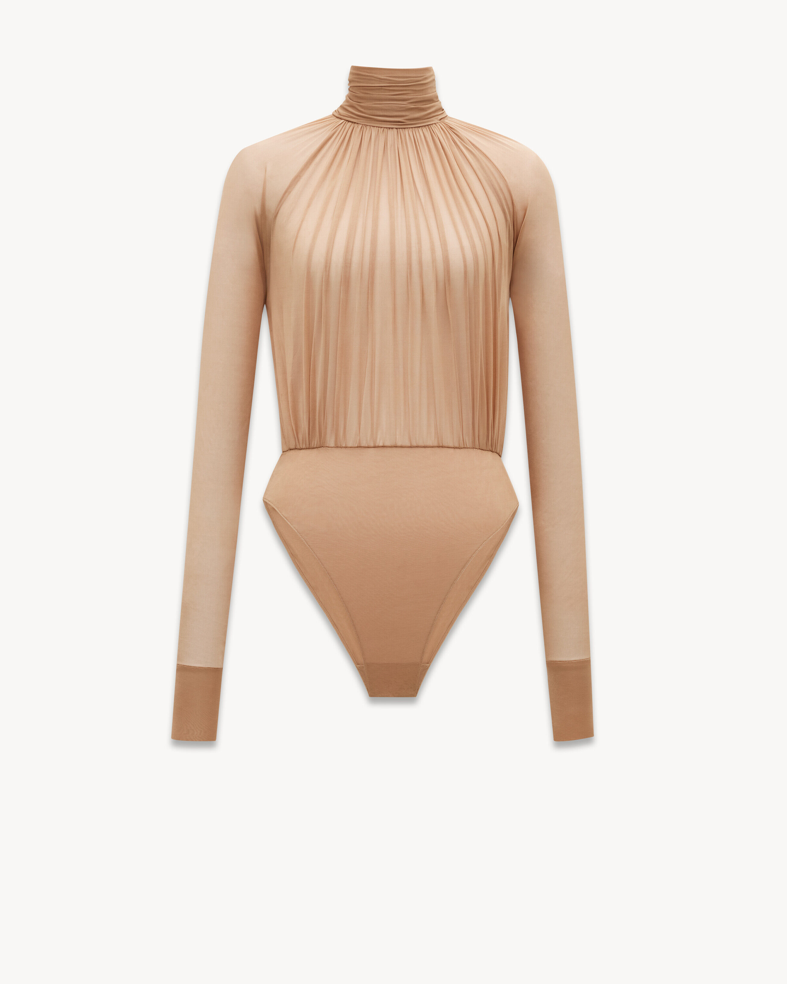 Saint Laurent Bodysuit In Voile Jersey - Beige - Women - 36