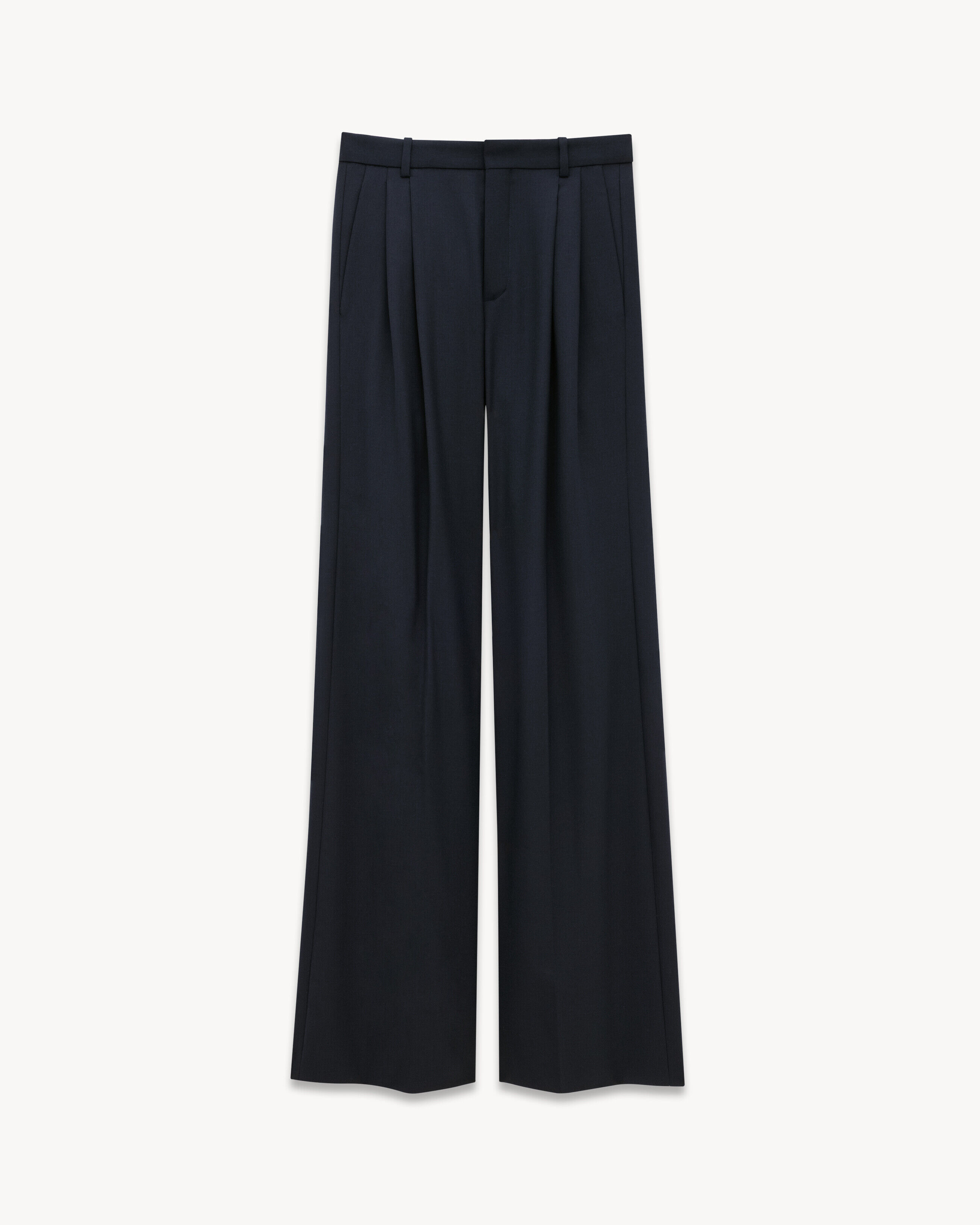 Saint Laurent Wide-Leg Pants In Wool - Blue - Men - 36