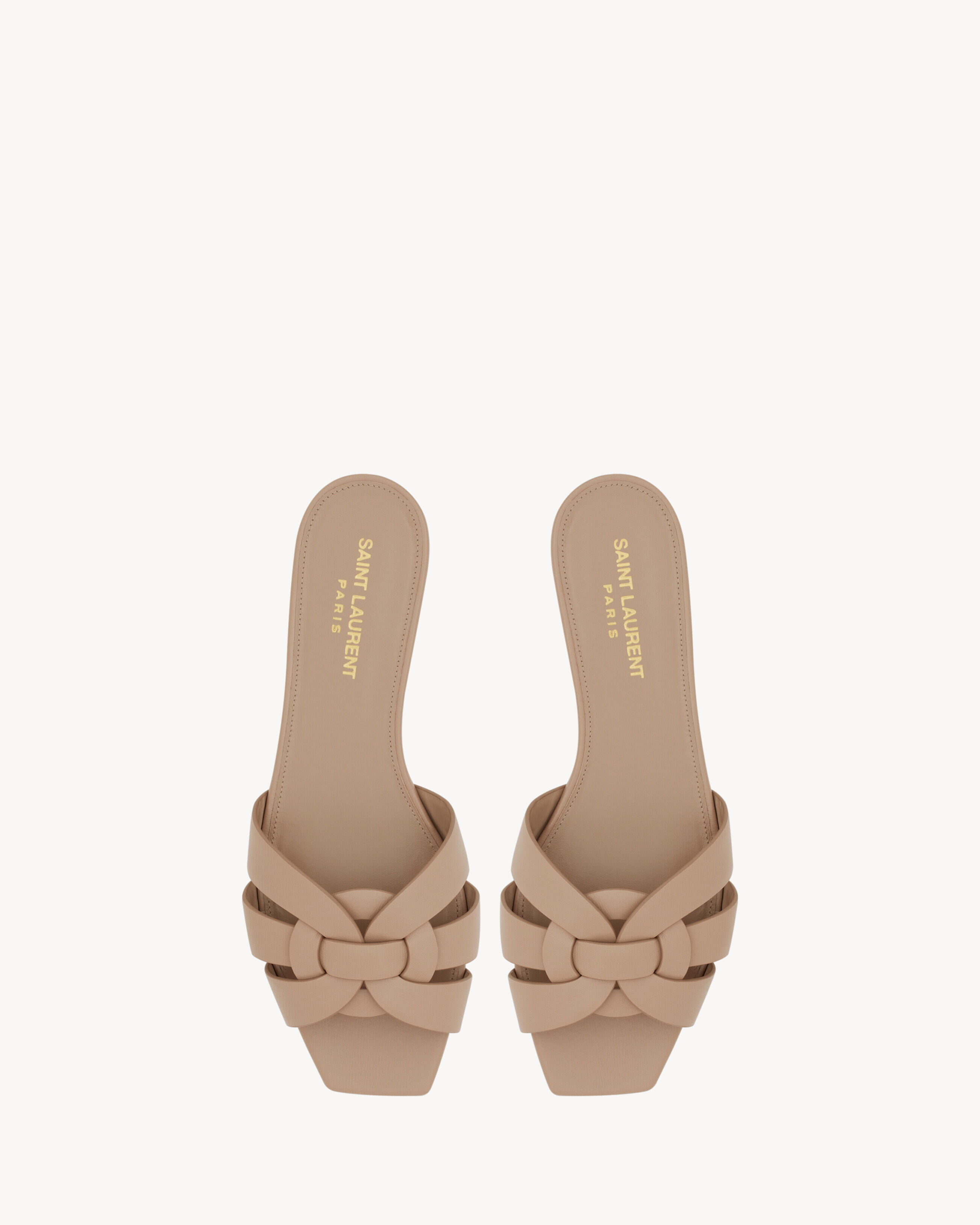 Saint Laurent Tribute Mules In Smooth Leather - Beige - Women - 40