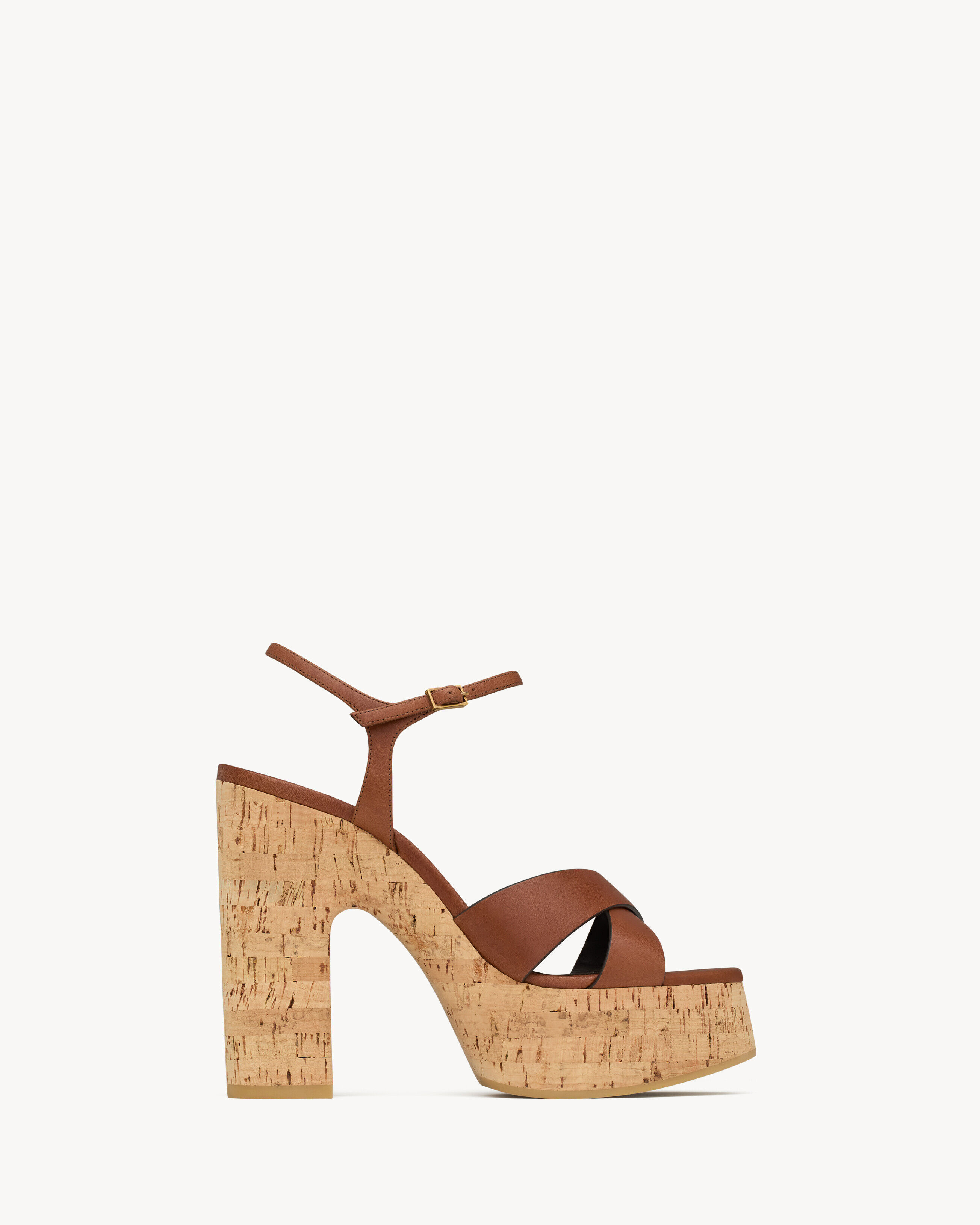 Saint Laurent Bianca Platform Sandals In Smooth Leather - Amber - Women - 42