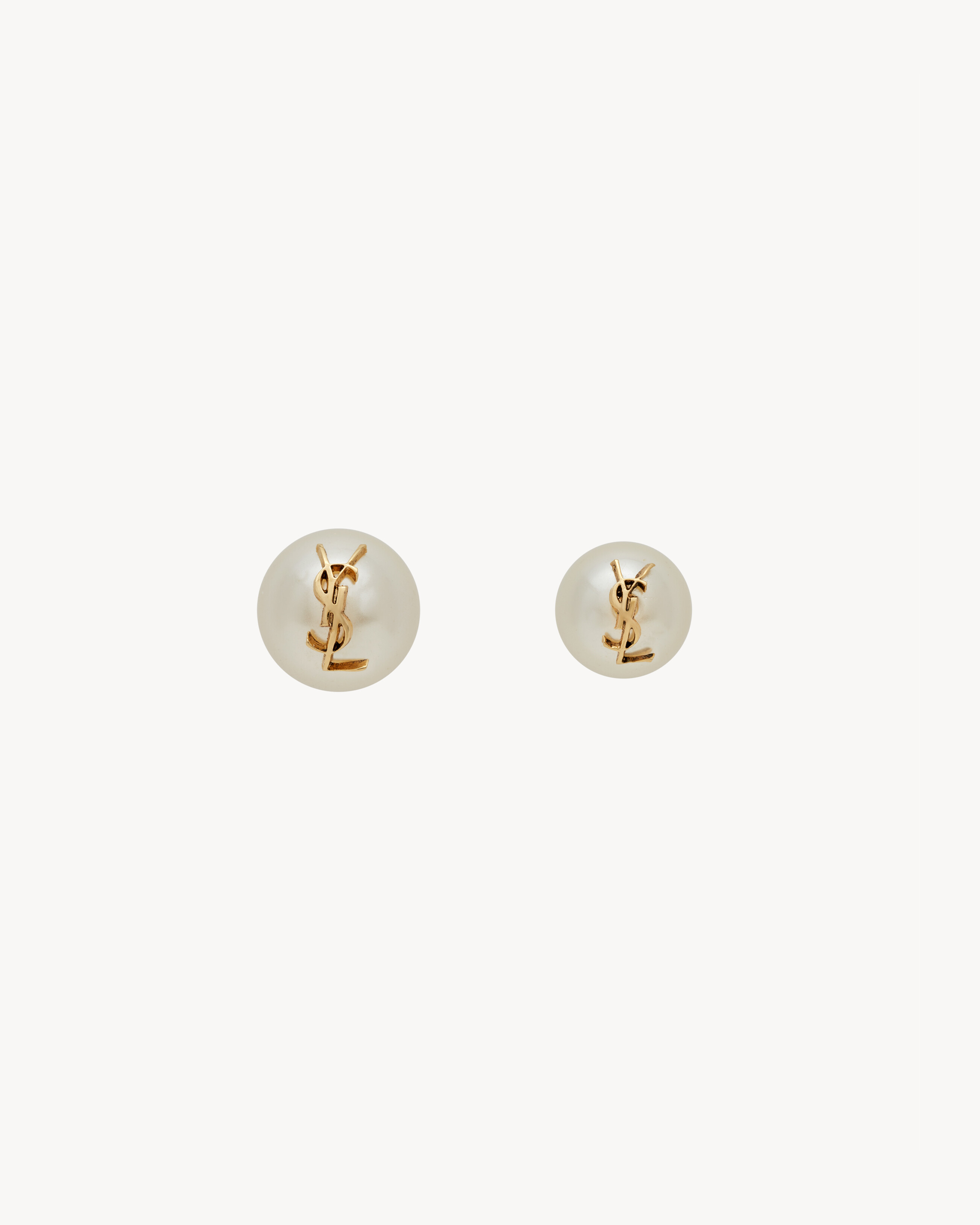 Saint Laurent Cassandre Pearl Earrings In Metal - Yellow/gold - Women