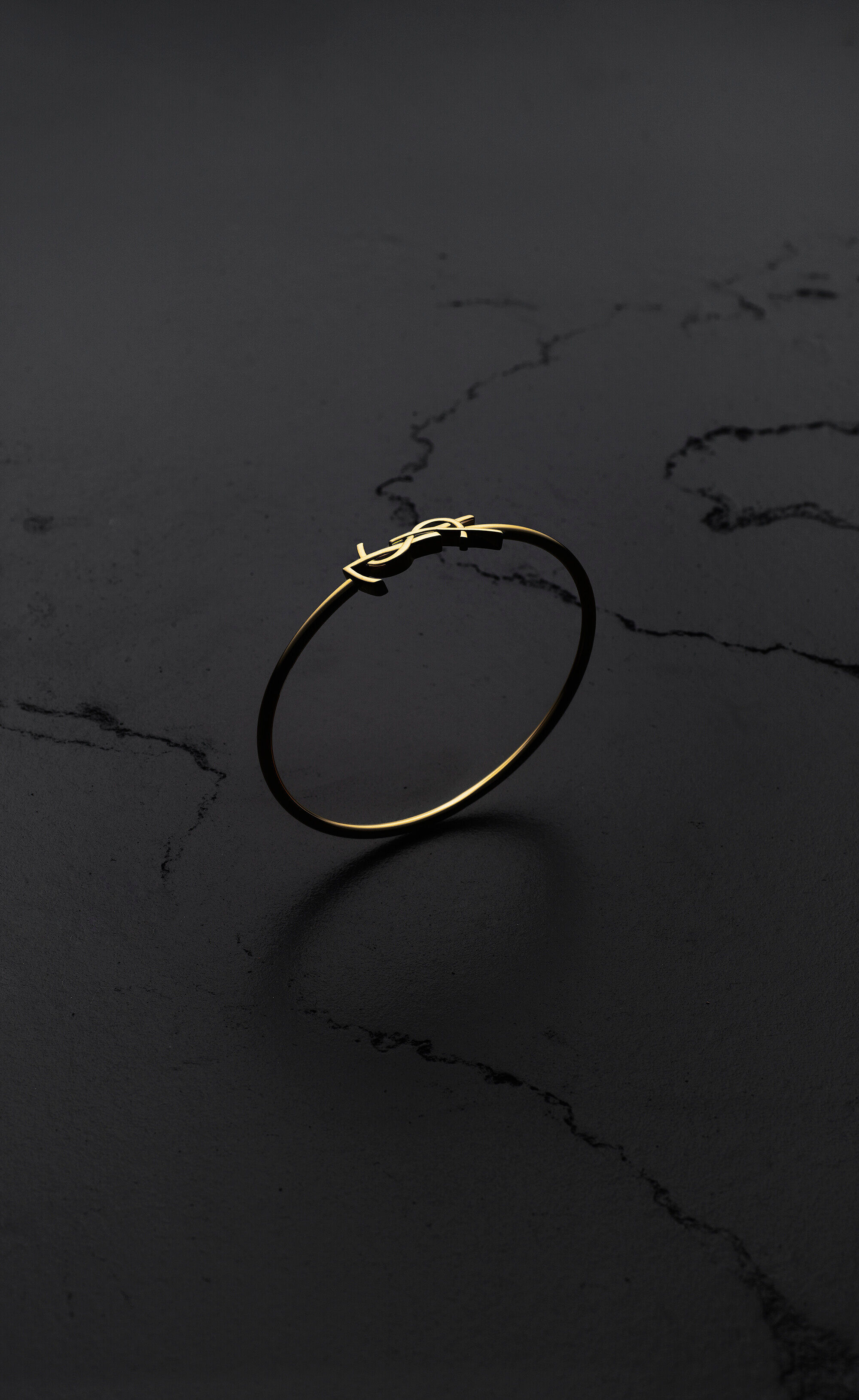 Saint Laurent Cassandre Hinged Bangle In 18k Yellow Gold - Yellow/gold - Women - M