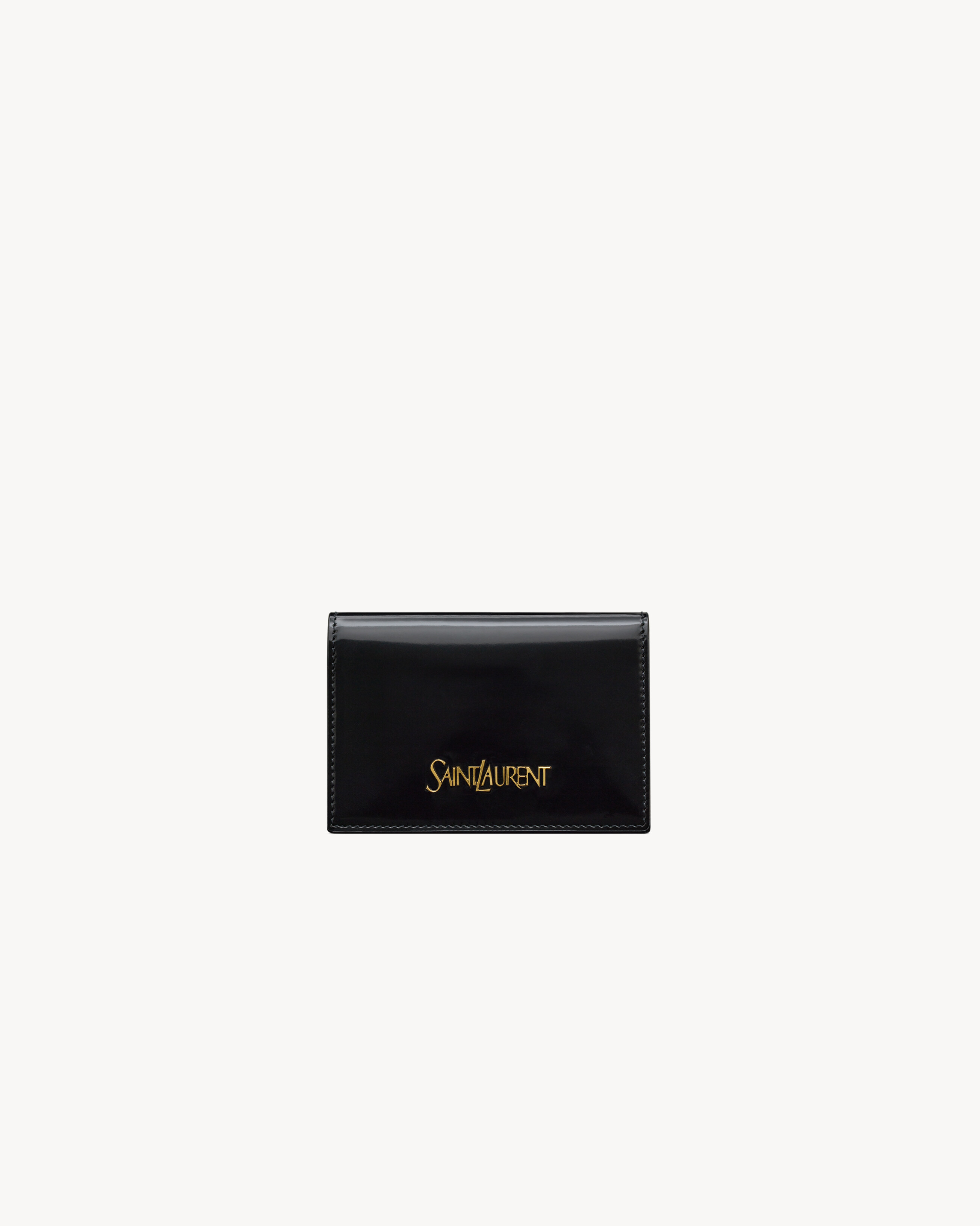 Saint Laurent Business Card Case In Brushed Leather - Black - Women
