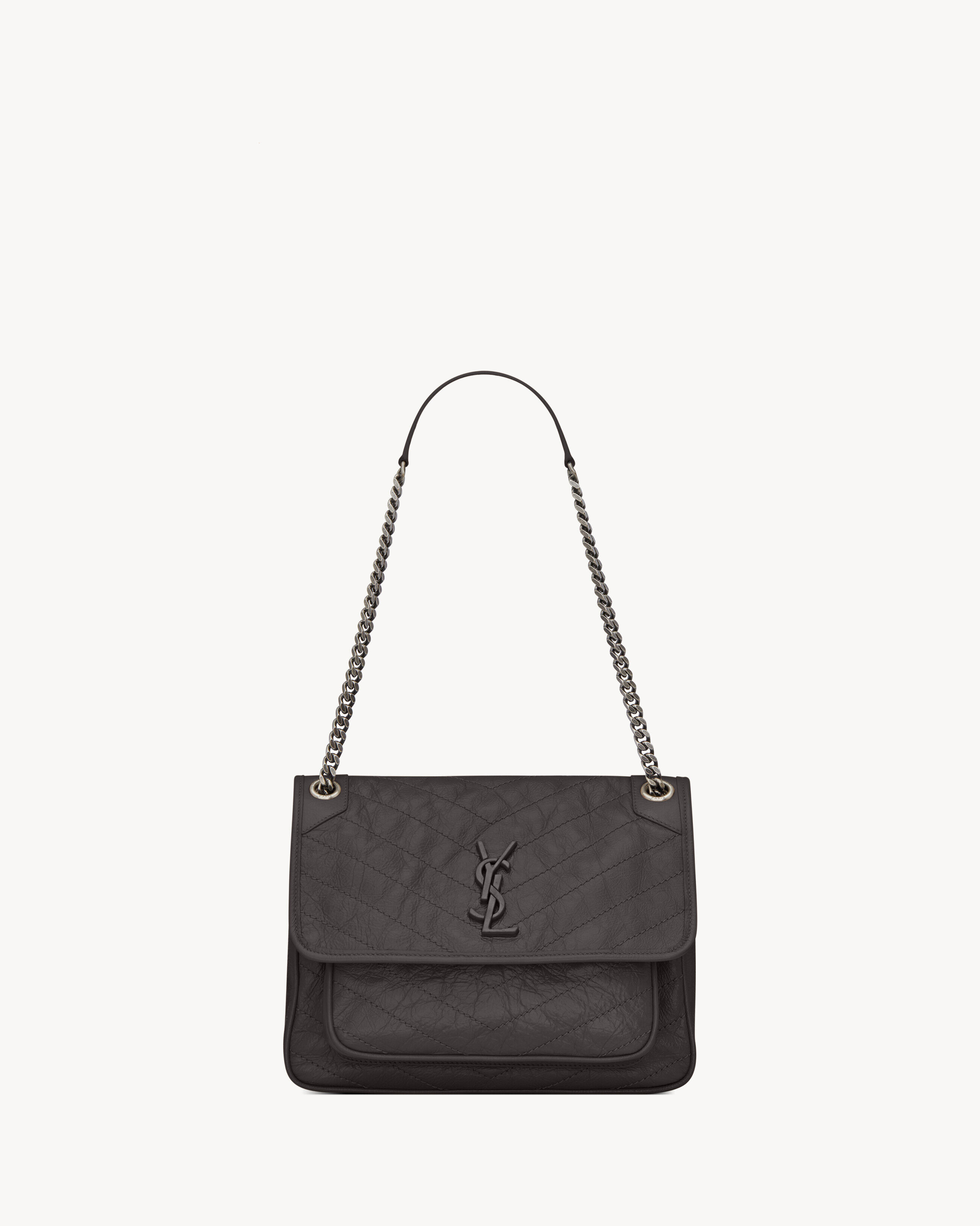 Saint Laurent Niki Medium In Vintage Leather - Grey - Women