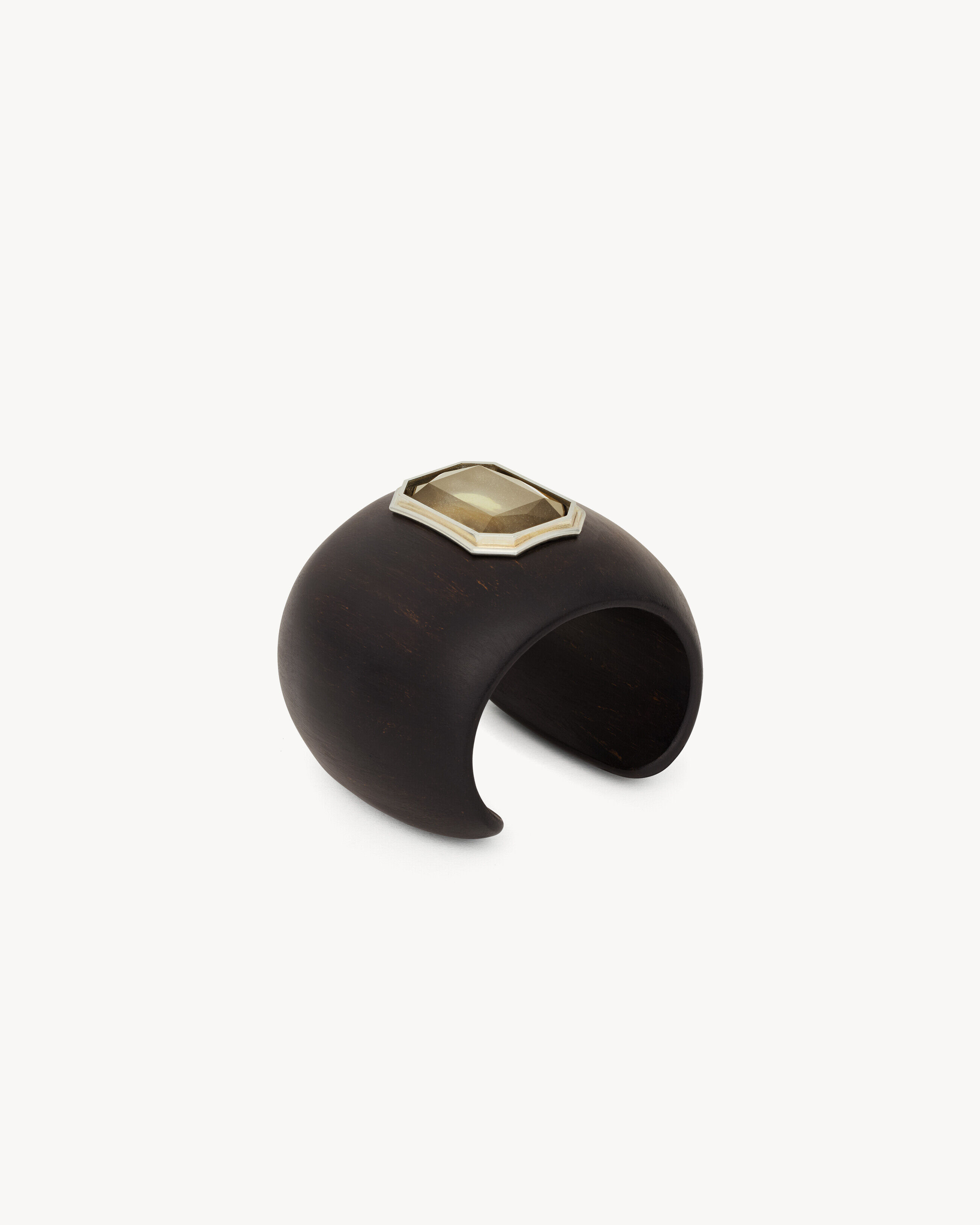 Saint Laurent Crystal Cuff In Bamboo And Metal - Amber - Women - L