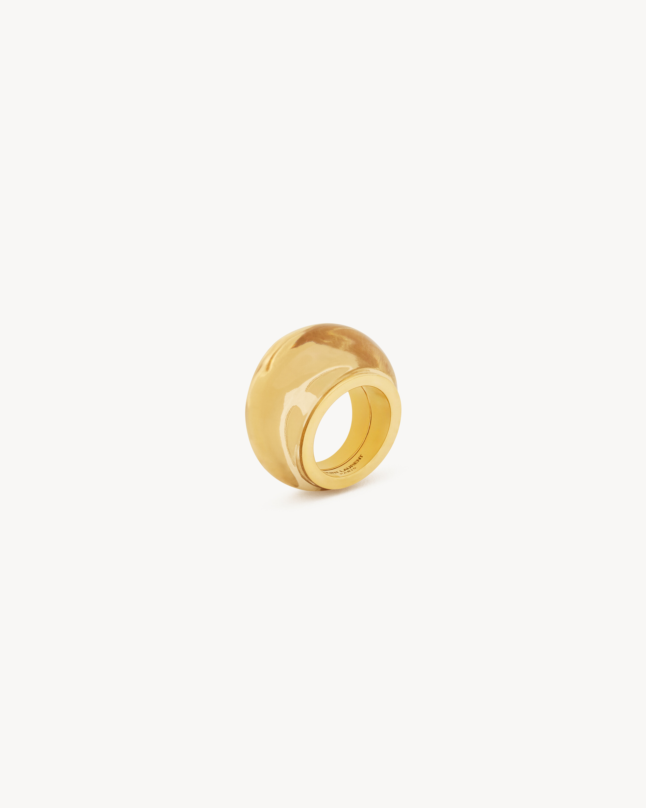 Saint Laurent Bumpy Ring In Resin And Metal - Yellow/gold - Women - 07