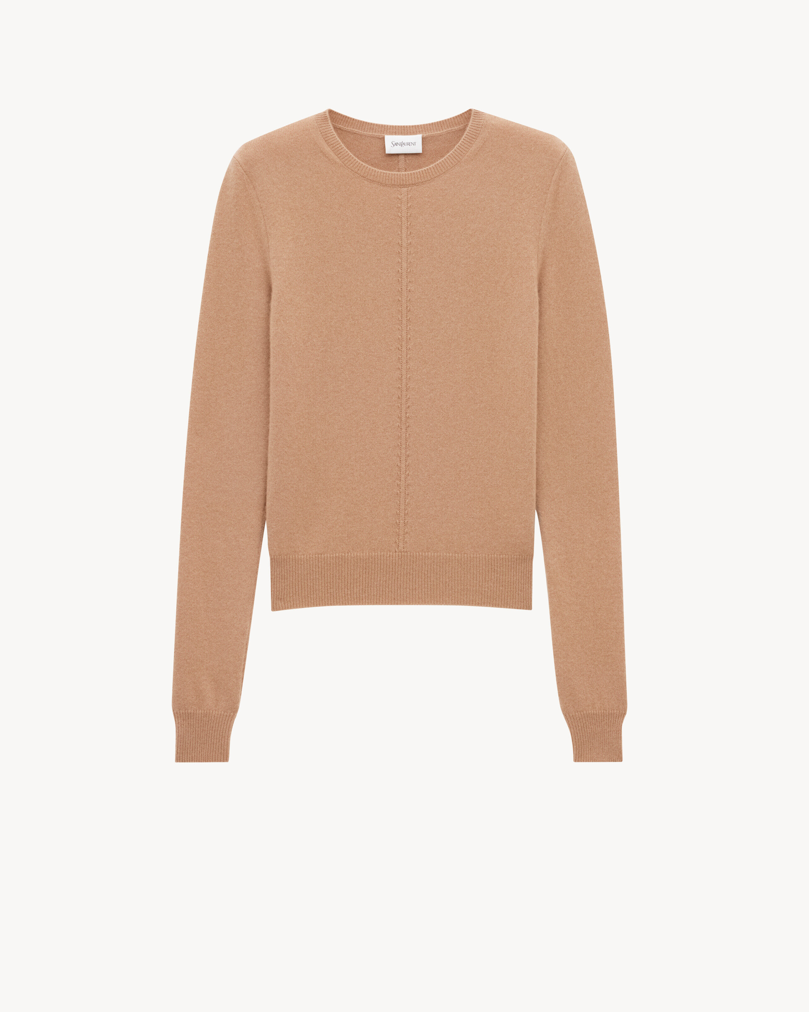 Saint Laurent Openwork Sweater In Cashmere - Beige - Women - XS