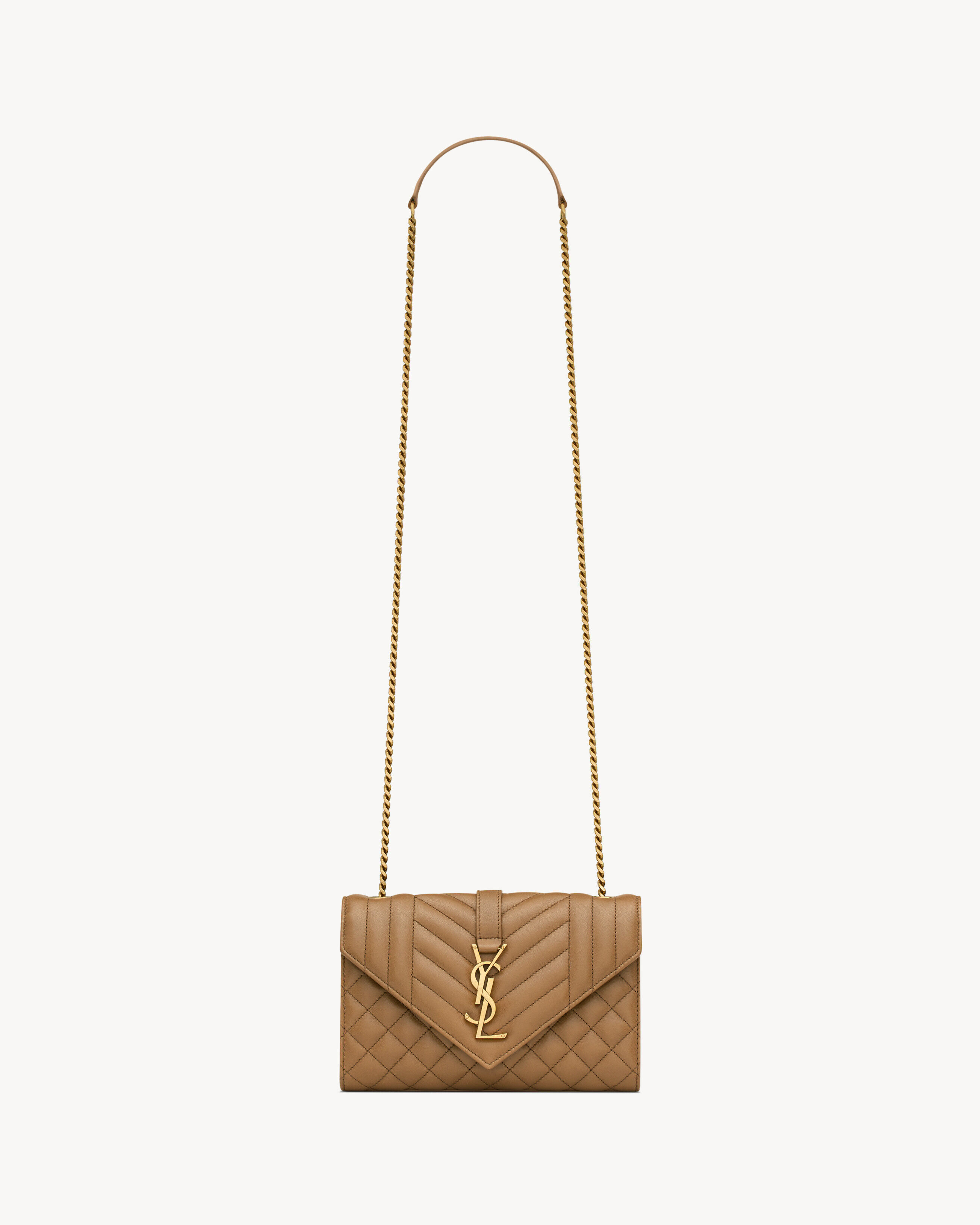 Saint Laurent Envelope Small In Matelassé Lambskin - Amber - Women