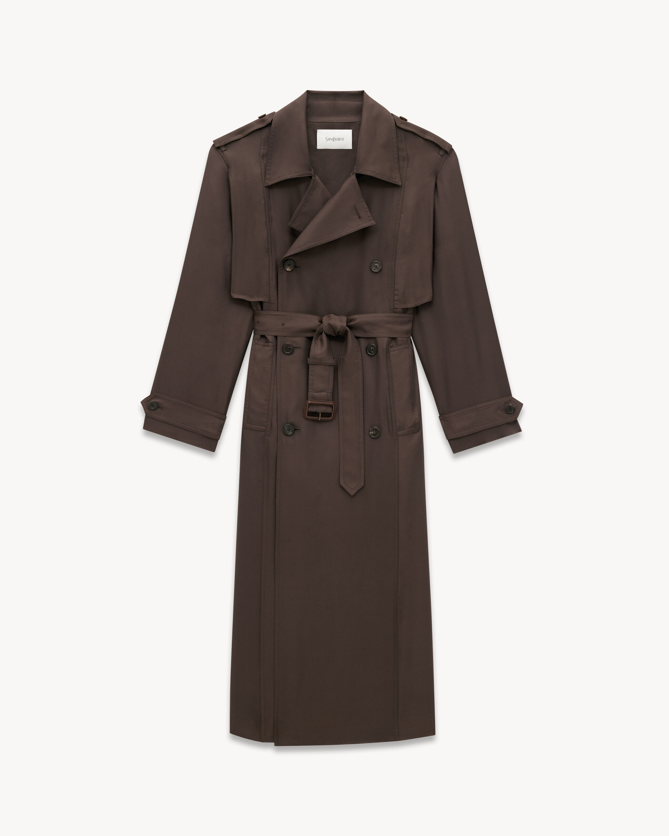 Saint Laurent Trench Coat In Silk - Amber - Women - 42