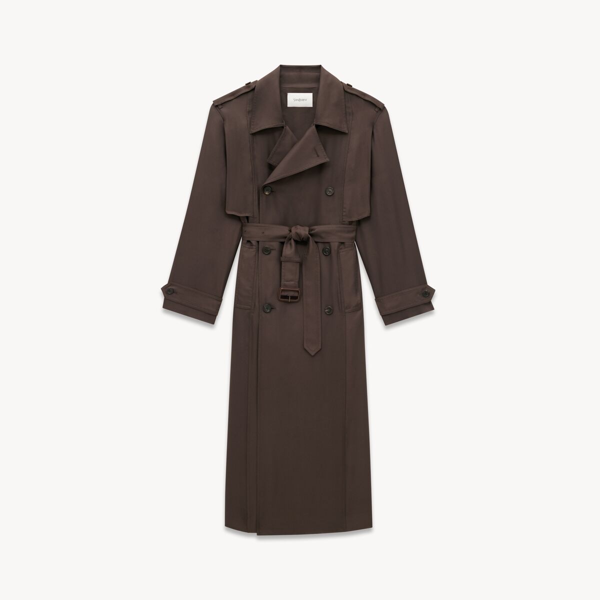 Saint Laurent Trench Coat In Silk - Amber - Women - 40