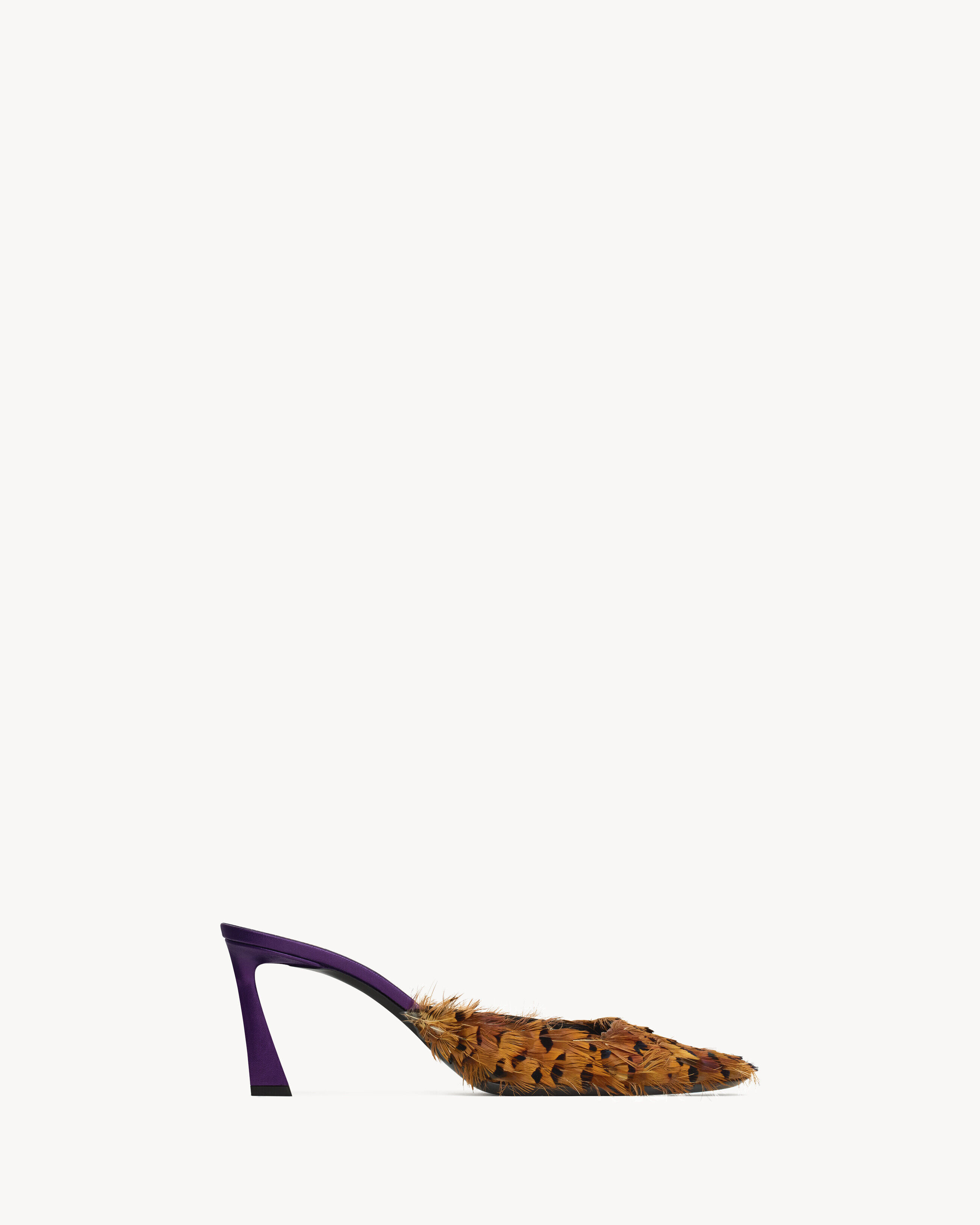 Saint Laurent Trish Mules In Feathers - Amber - Women - 37