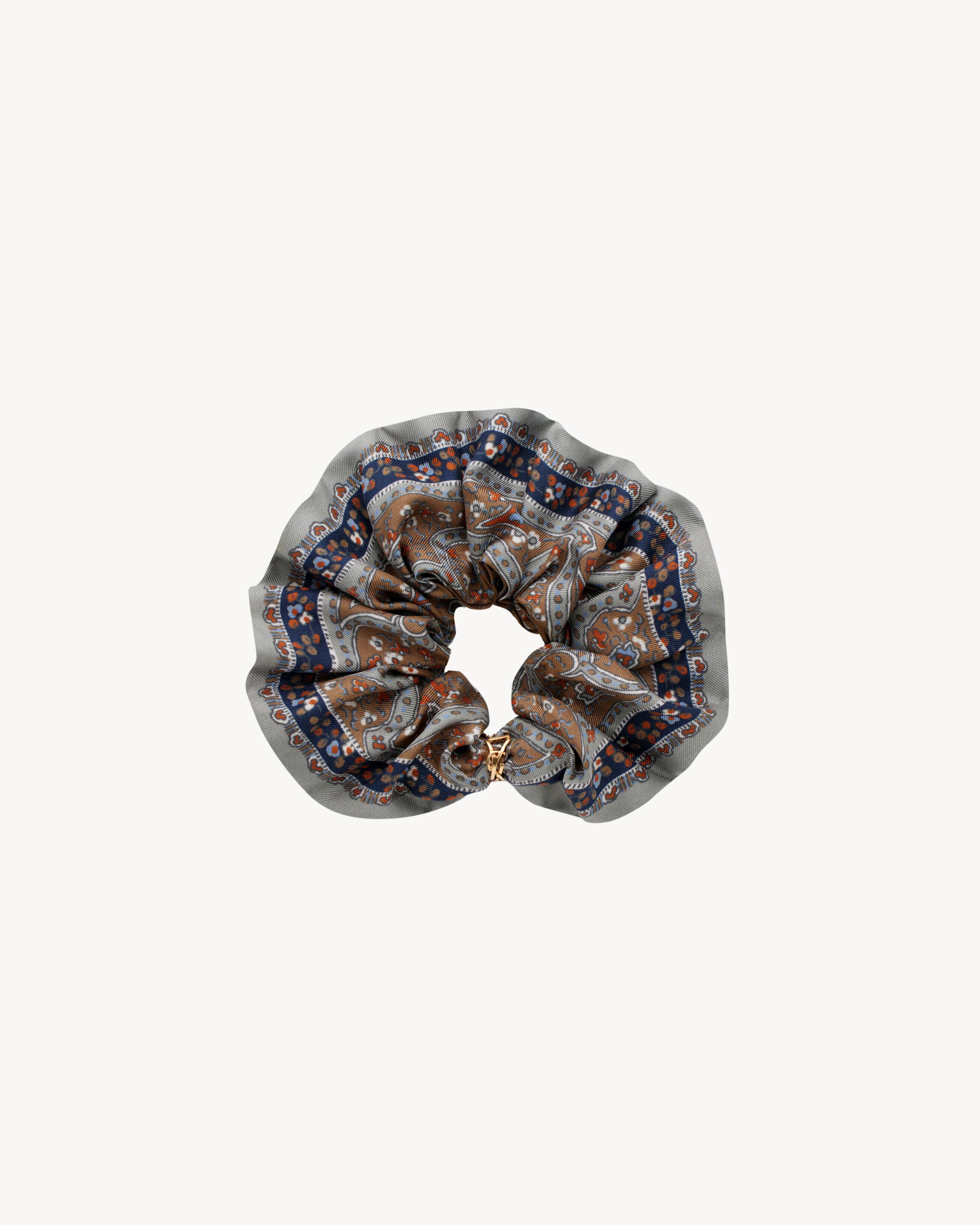 Saint Laurent Cassandre Scrunchie In Paisley Silk Twill - White - Women