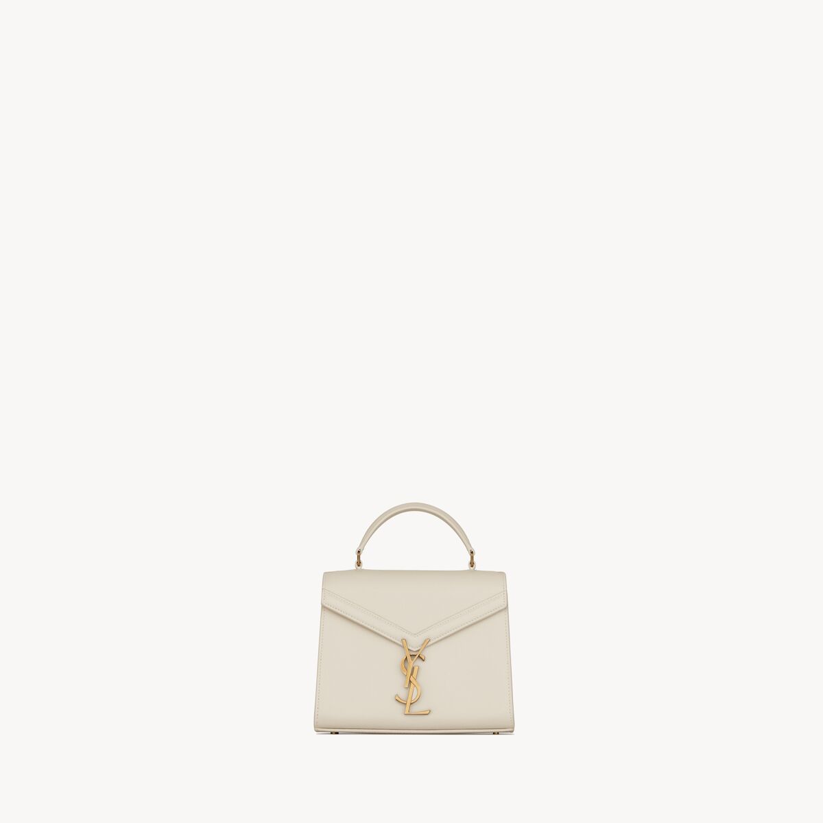 Saint Laurent Borsa Cassandra Mini In Pelle Goffrata Grain De Poudre - Bianco - Donna