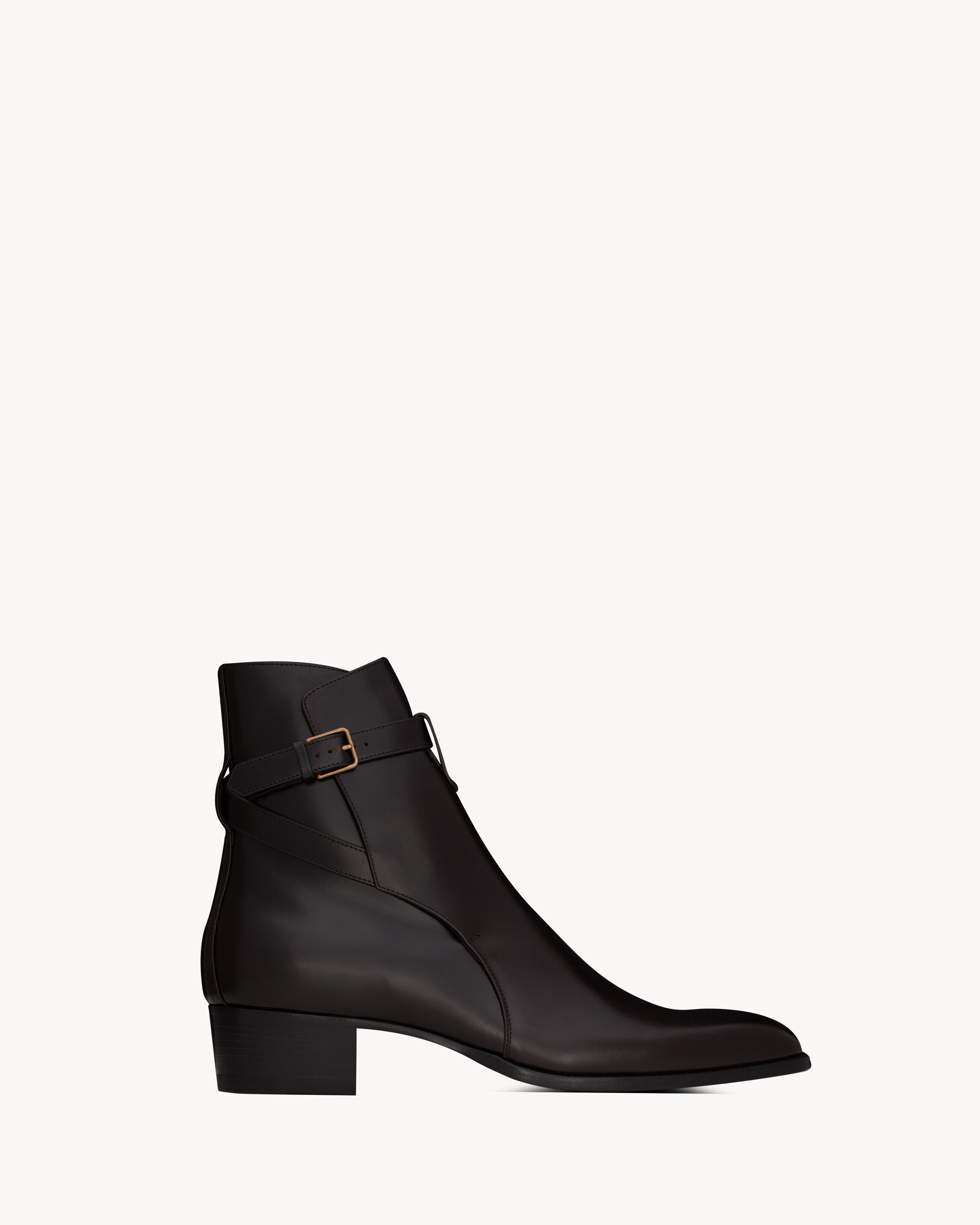 Saint Laurent Wyatt Jodphur Boots In Smooth Leather - Amber - Men - 40